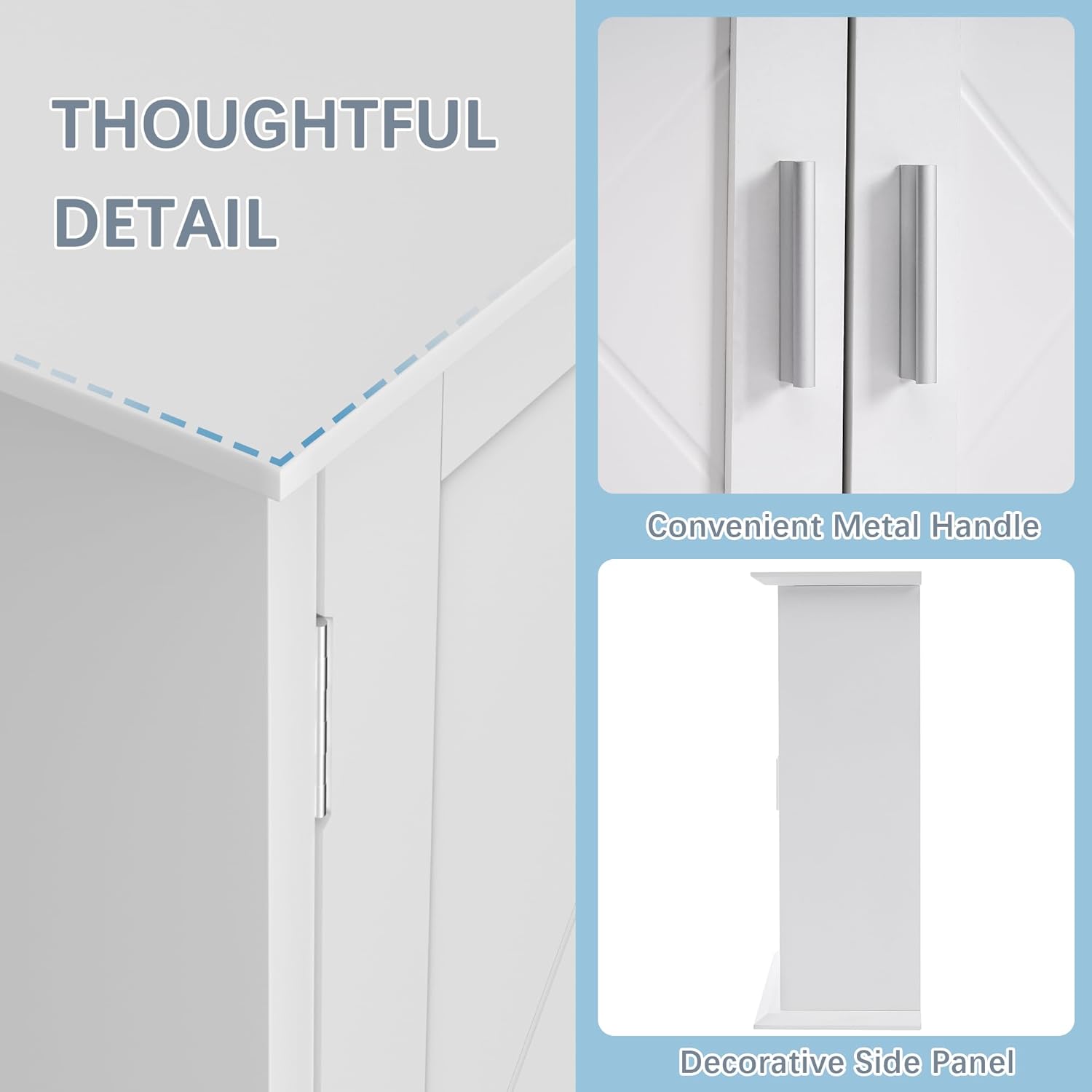 VECELO Bathroom Floor Cabinet Freestanding Wooden Storage Organizer - VECELO