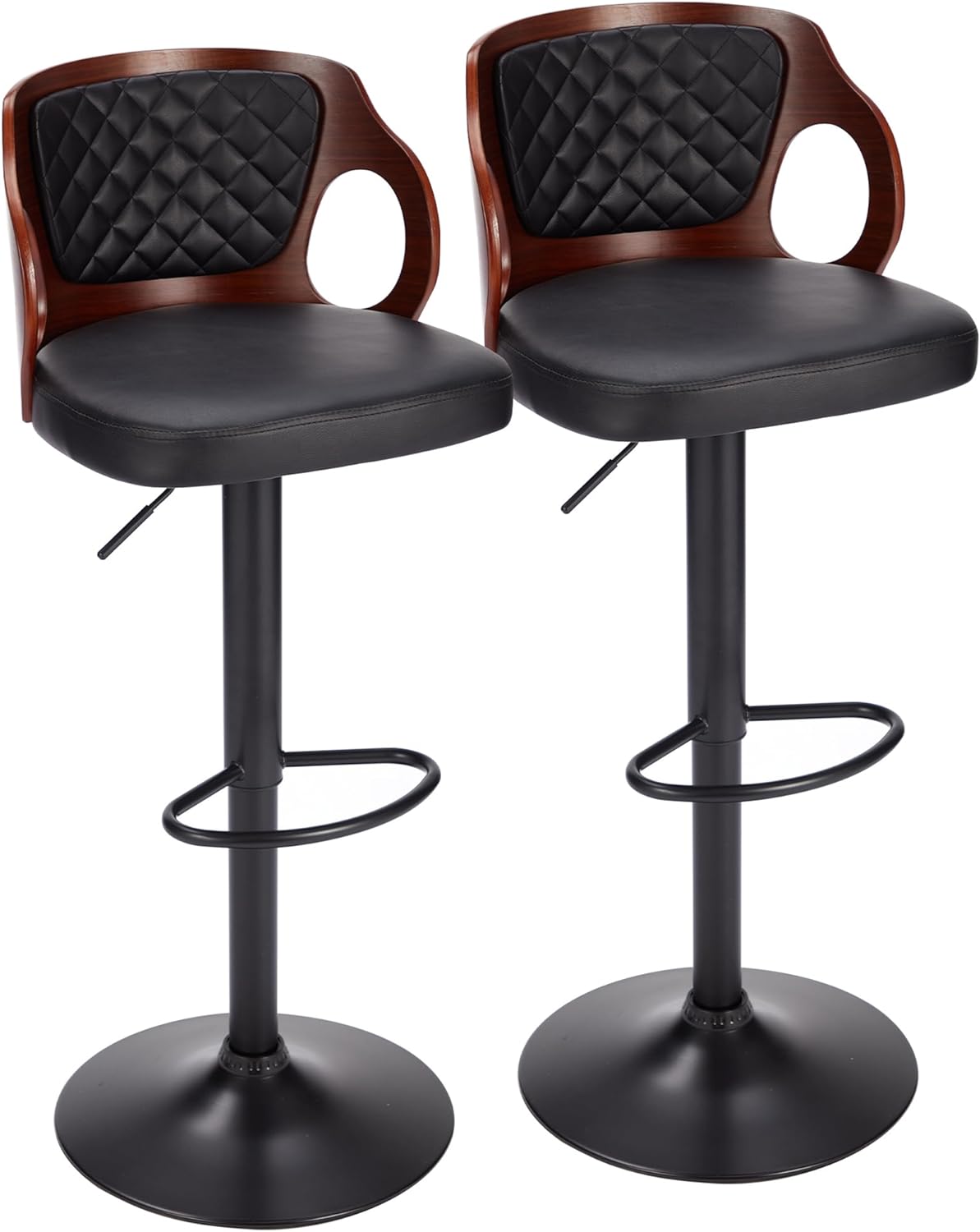 VECELO Bar Stool Set of 2, Counter Height Stools with Bentwood Back - VECELO