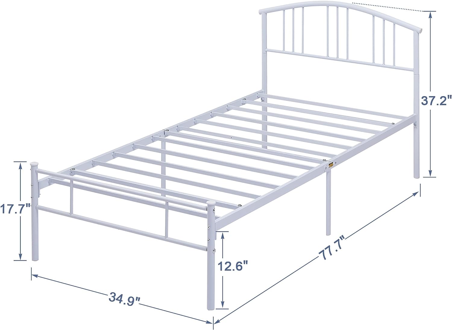 VECELO Modern Metal Bed Frame Mattress Foundation with curve headboard and Footboard