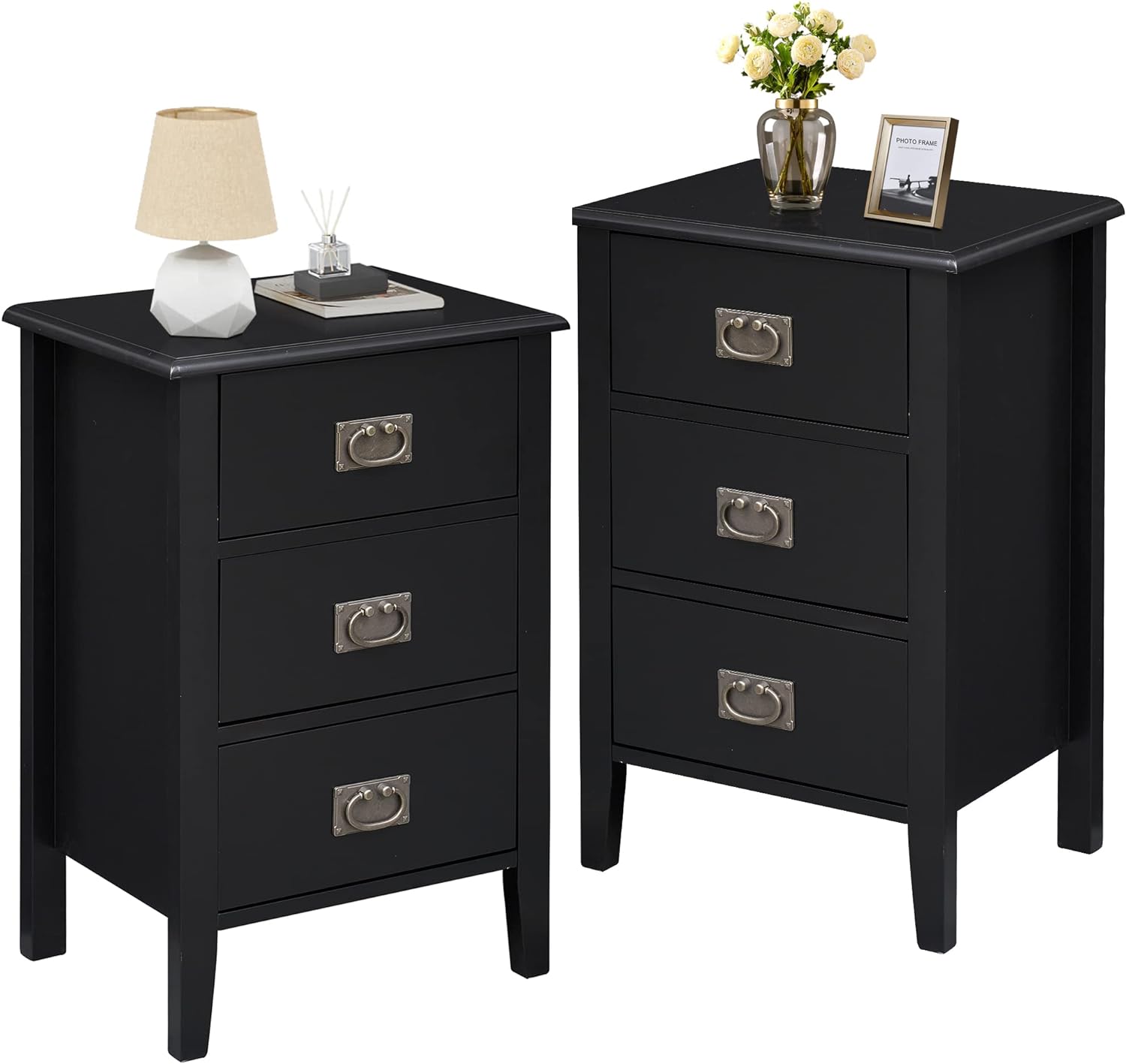 VECELO Modern Nightstands Set of 2, Side End Table with Drawers