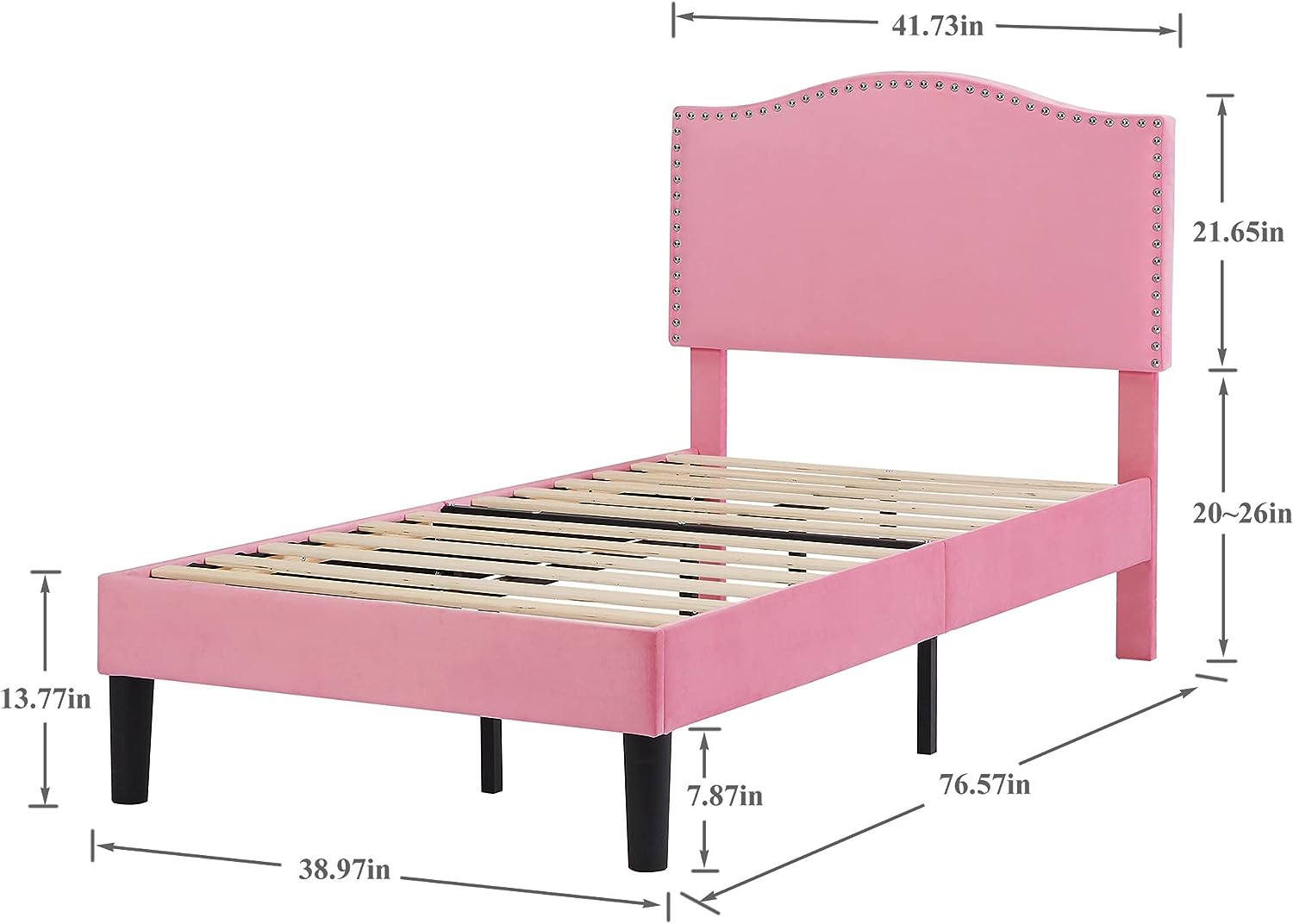VECELO Bed Frame Platform with Upholstered Headboard & Wooden Slats Support - VECELO