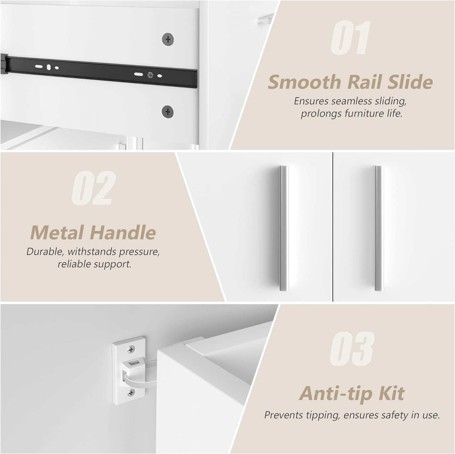 VECELO Dresser for Bedroom Chest of 4 Drawers/6 Drawer with Adjustable LED Lights