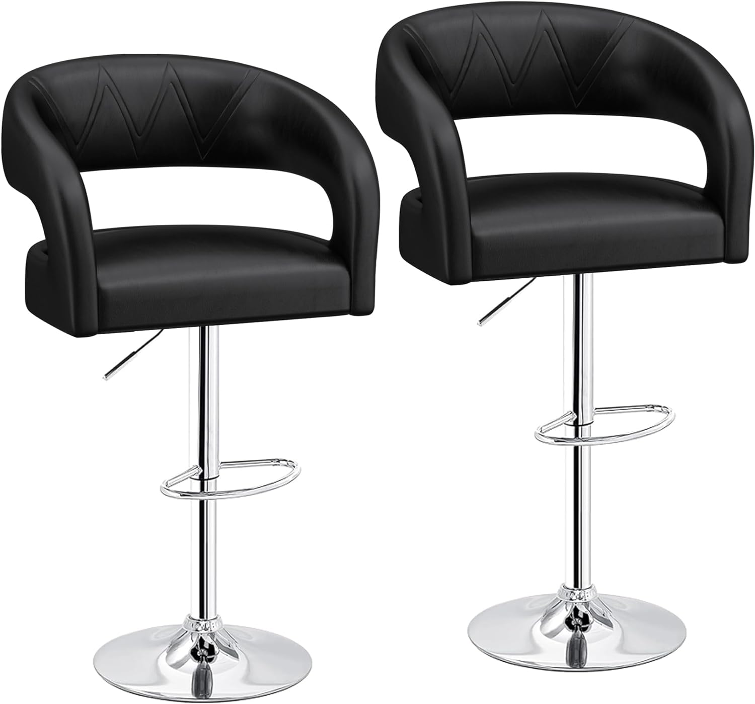 VECELO Bar Stools Set of 2 Adjustable Swivel Modern Pu Leather Barstools - VECELO