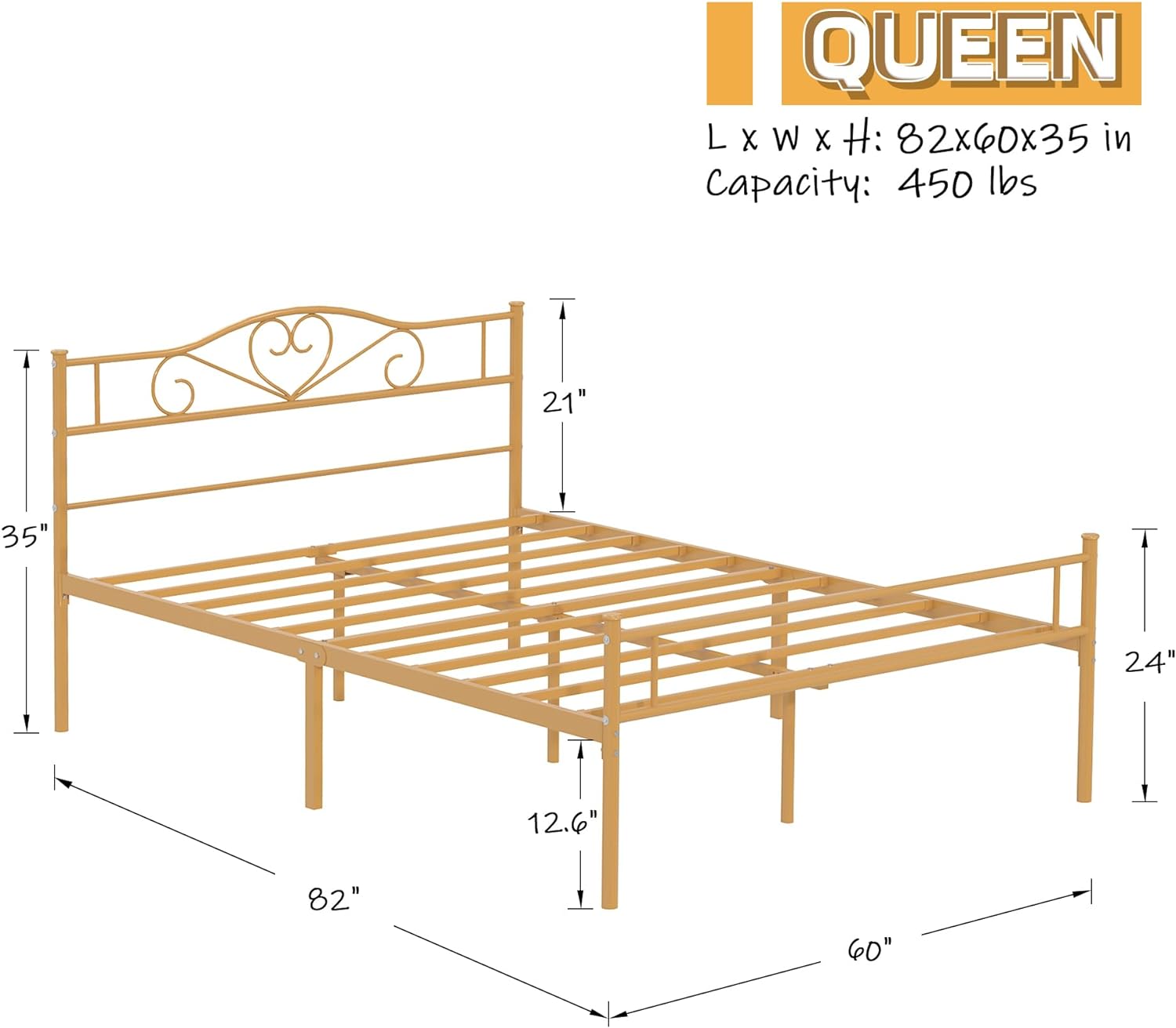 VECELO Metal Platform Bed Frame Mattress Foundation Decorative Headboard & Footboard
