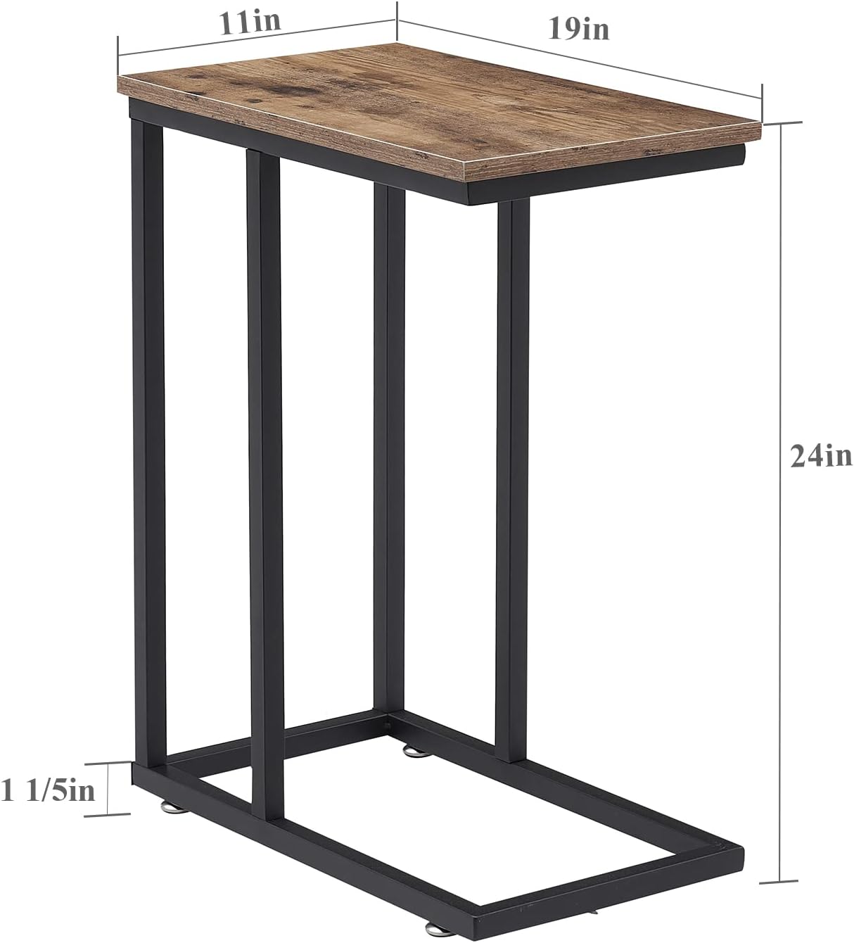 VECELO C Shaped End Side Table for Sofa Couch and Bed Snack TV Tray - VECELO