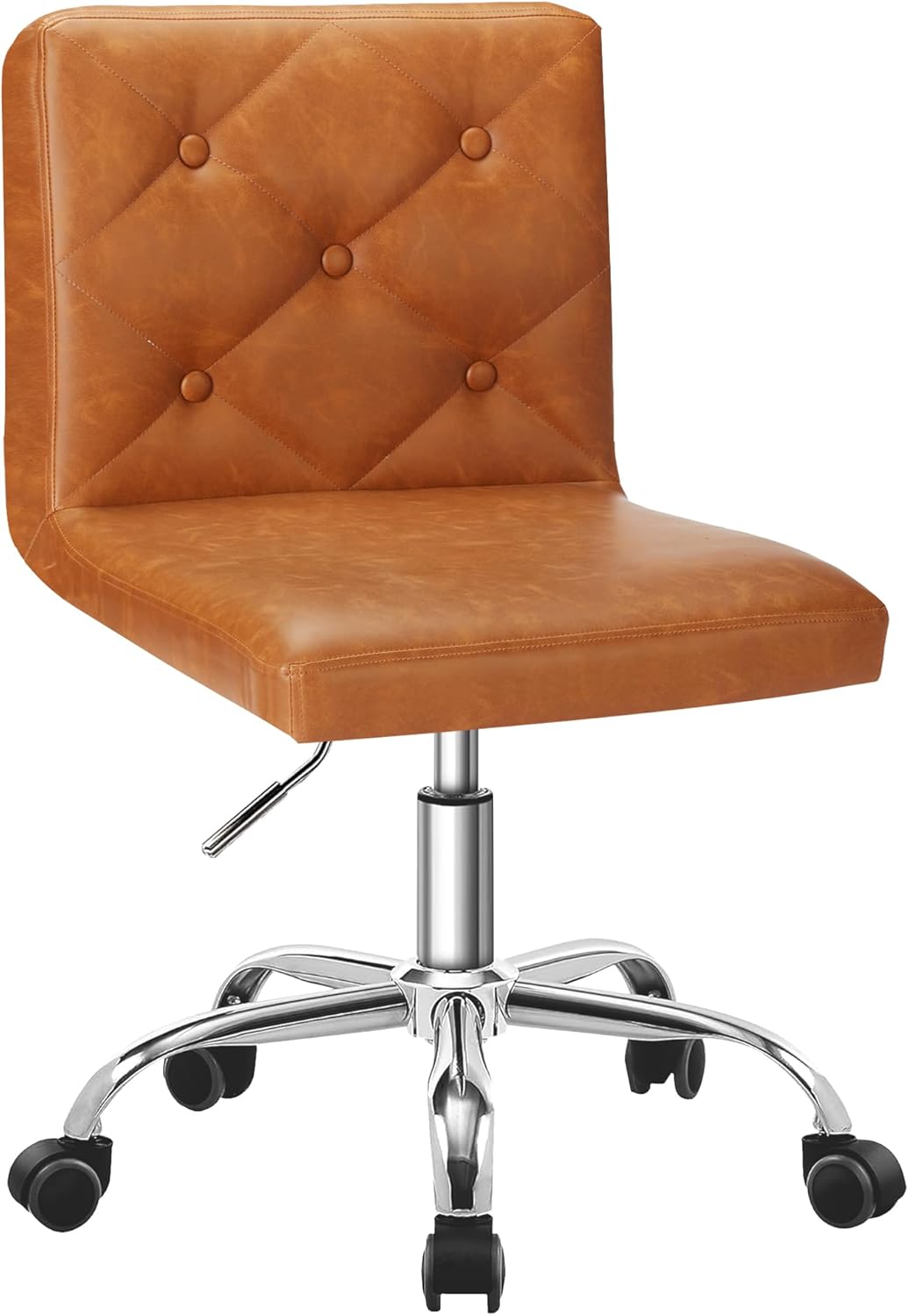 VECELO PU Leather Mid-Back Armless Desk Chair Adjustable Height 360° Rolling Swivel