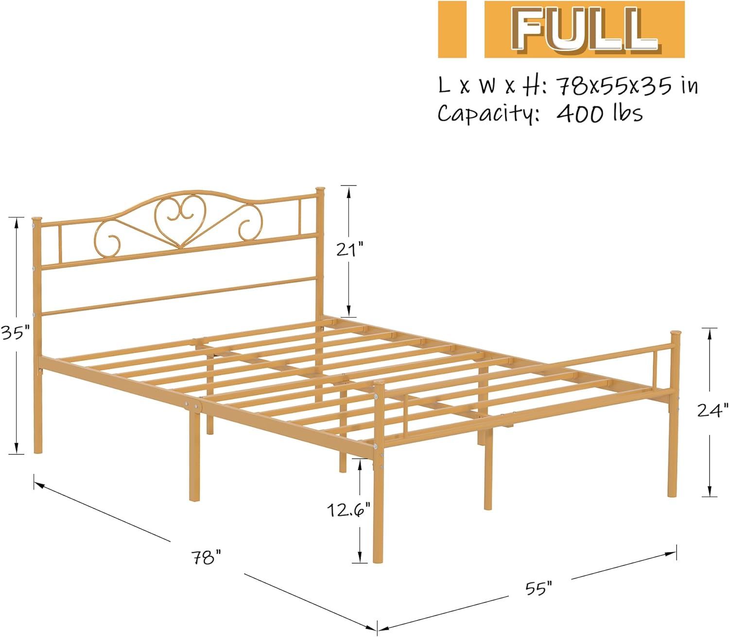 VECELO Metal Platform Bed Frame Mattress Foundation Decorative Headboard & Footboard