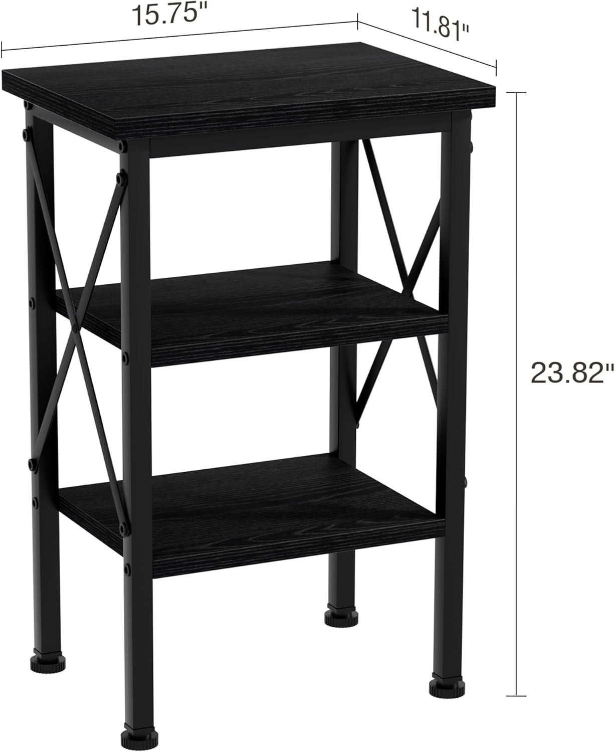 VECELO Modern Nightstands X-Design Side End Table Night Stand with Storage Shelf