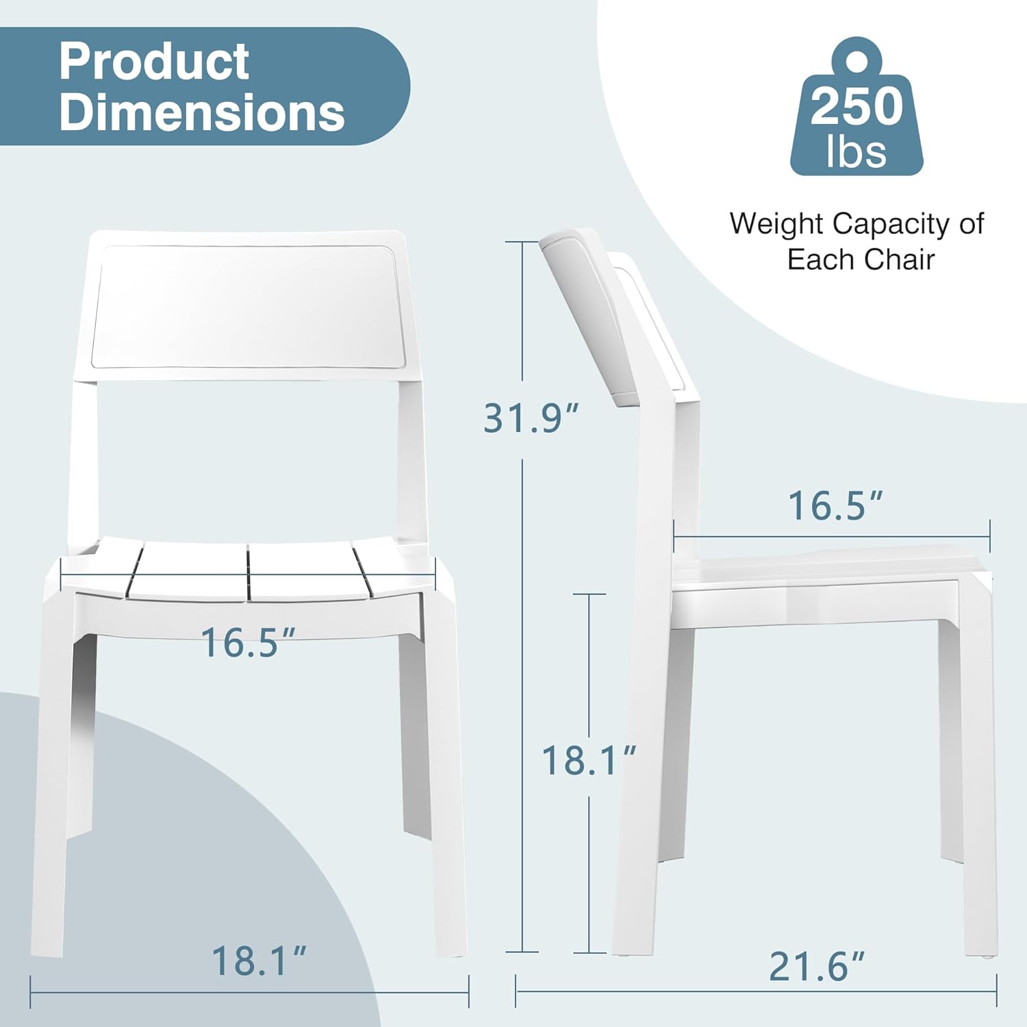 VECELO Dining Chairs Set of 4, Stackable Plastic Kitchen Chairs