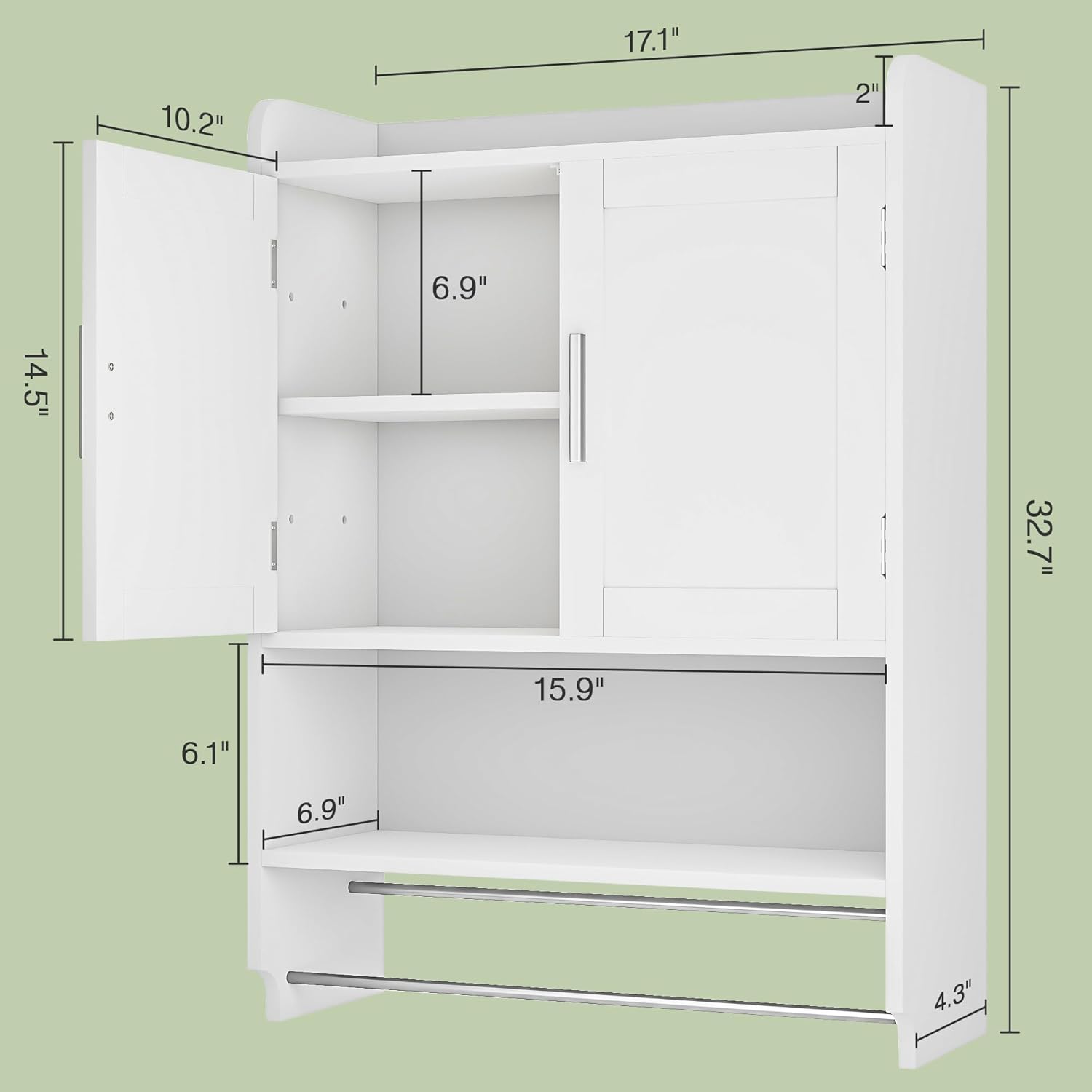 VECELO Bathroom Wall Cabinet