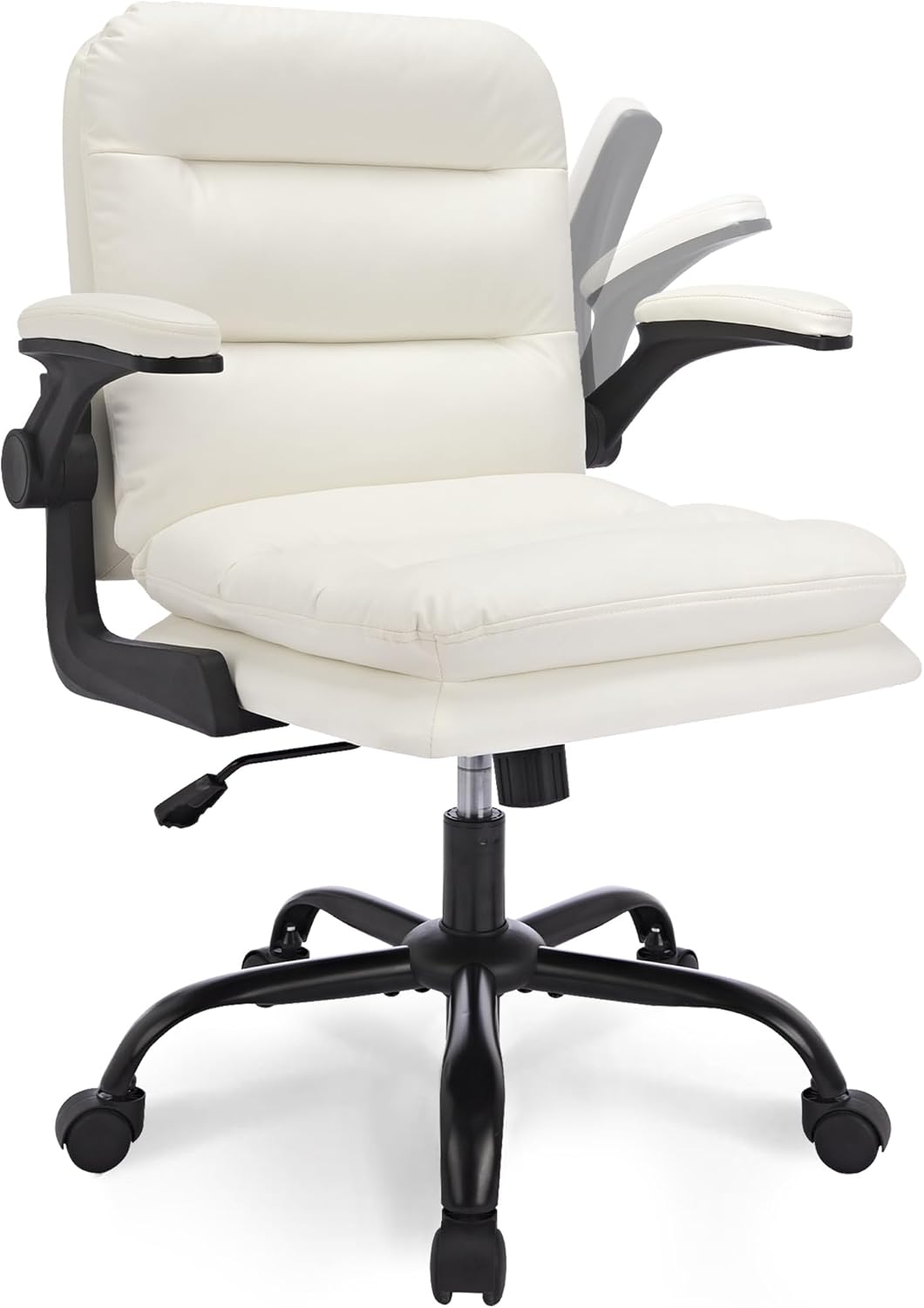 VECELO Ergonomic Swivel Office Desk Chair with Flip-up Armrest and Adjustable Height Lumbar Support