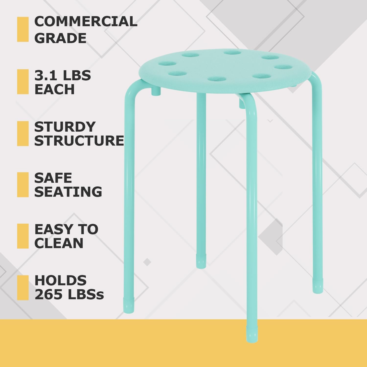 VECELO 6-Piece Stacking Stools, 17.7 Inch Standard Height - VECELO