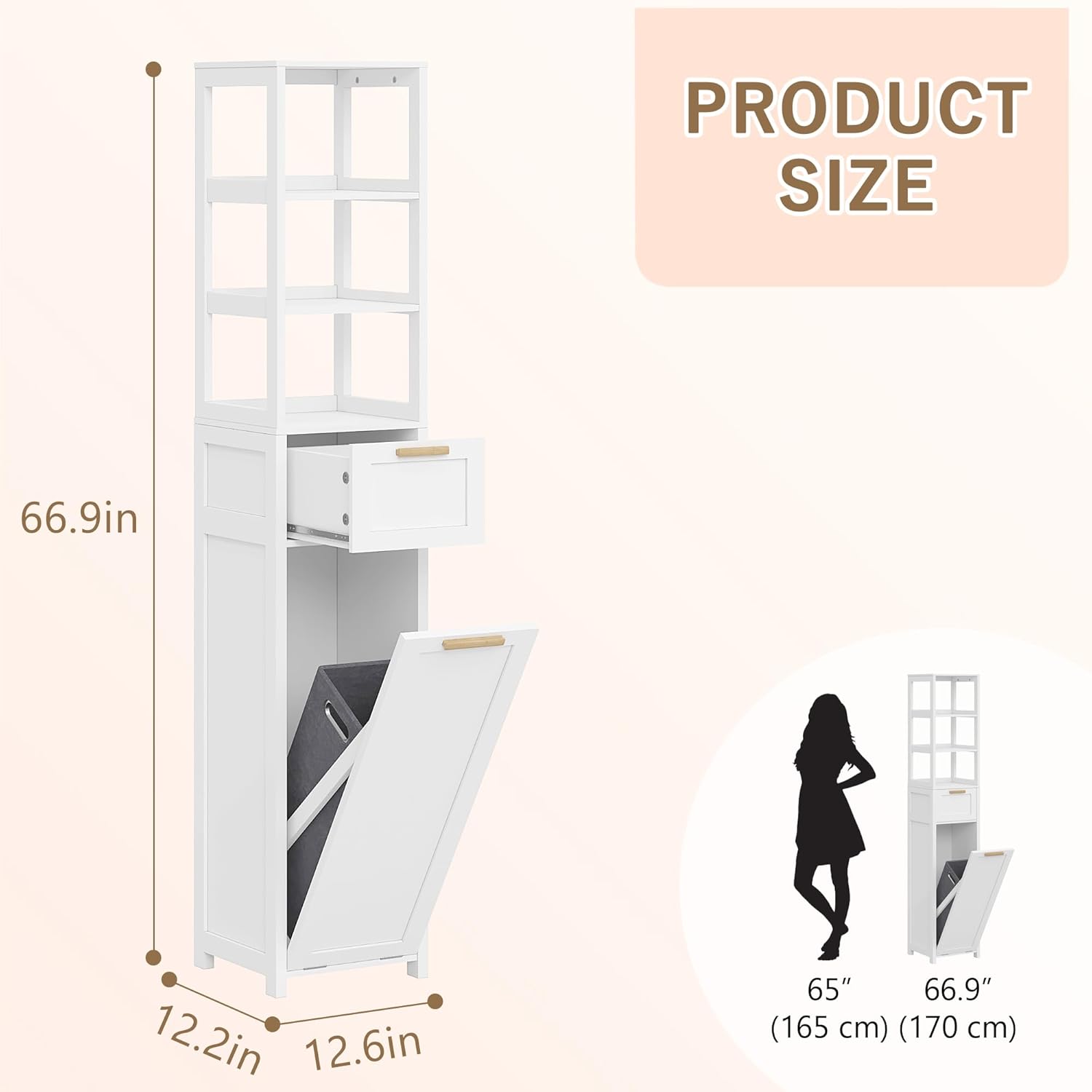 VECELO Tall Tilt Out Laundry Hamper Cabinet with Removable Laundry Basket