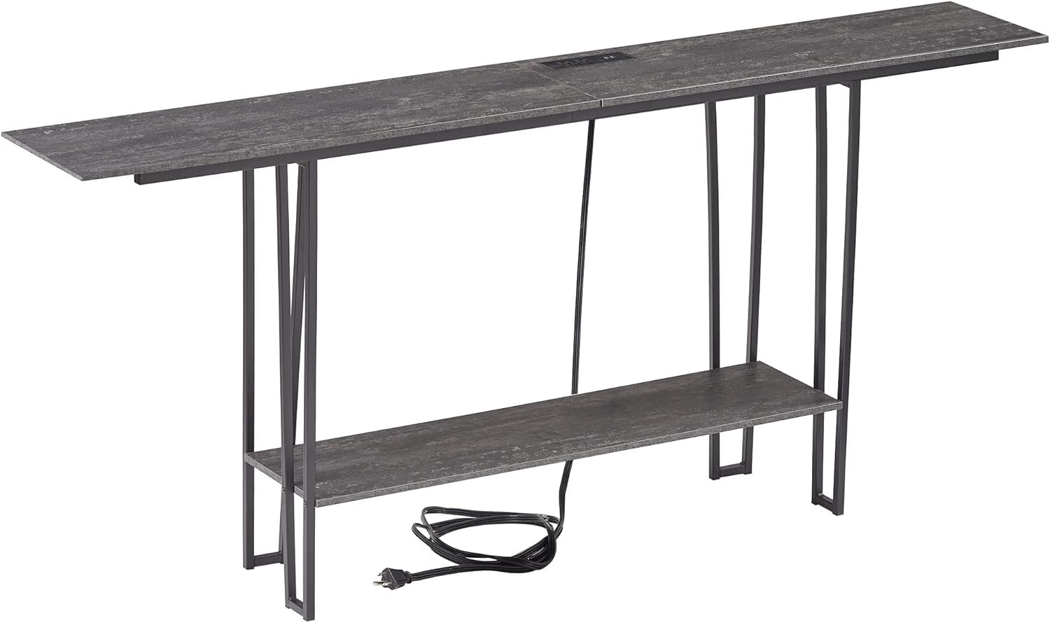 VECELO Couch Side & Console Table with 2 Outlets & 2 USB Ports - VECELO