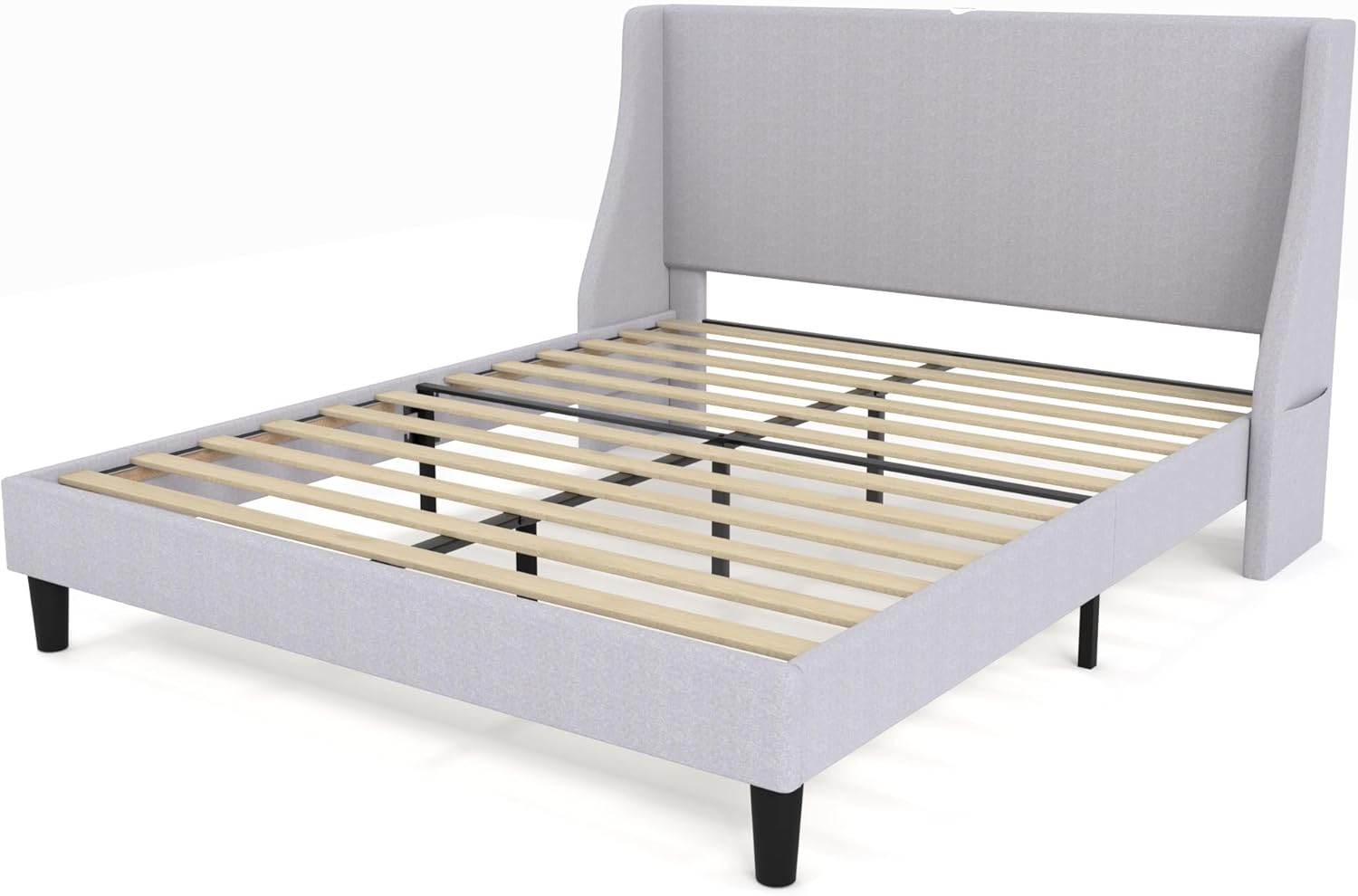 VECELO Bed Frame with Upholstered Wingback Headboard