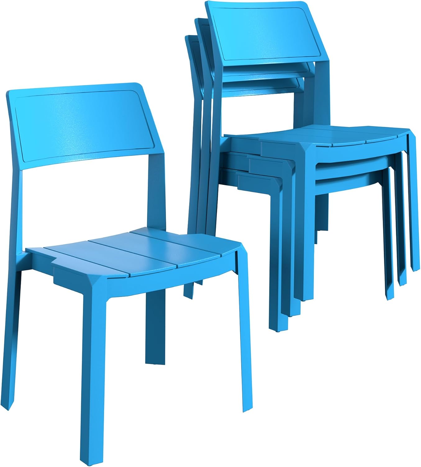 VECELO Dining Chairs Set of 4, Stackable Plastic Kitchen Chairs