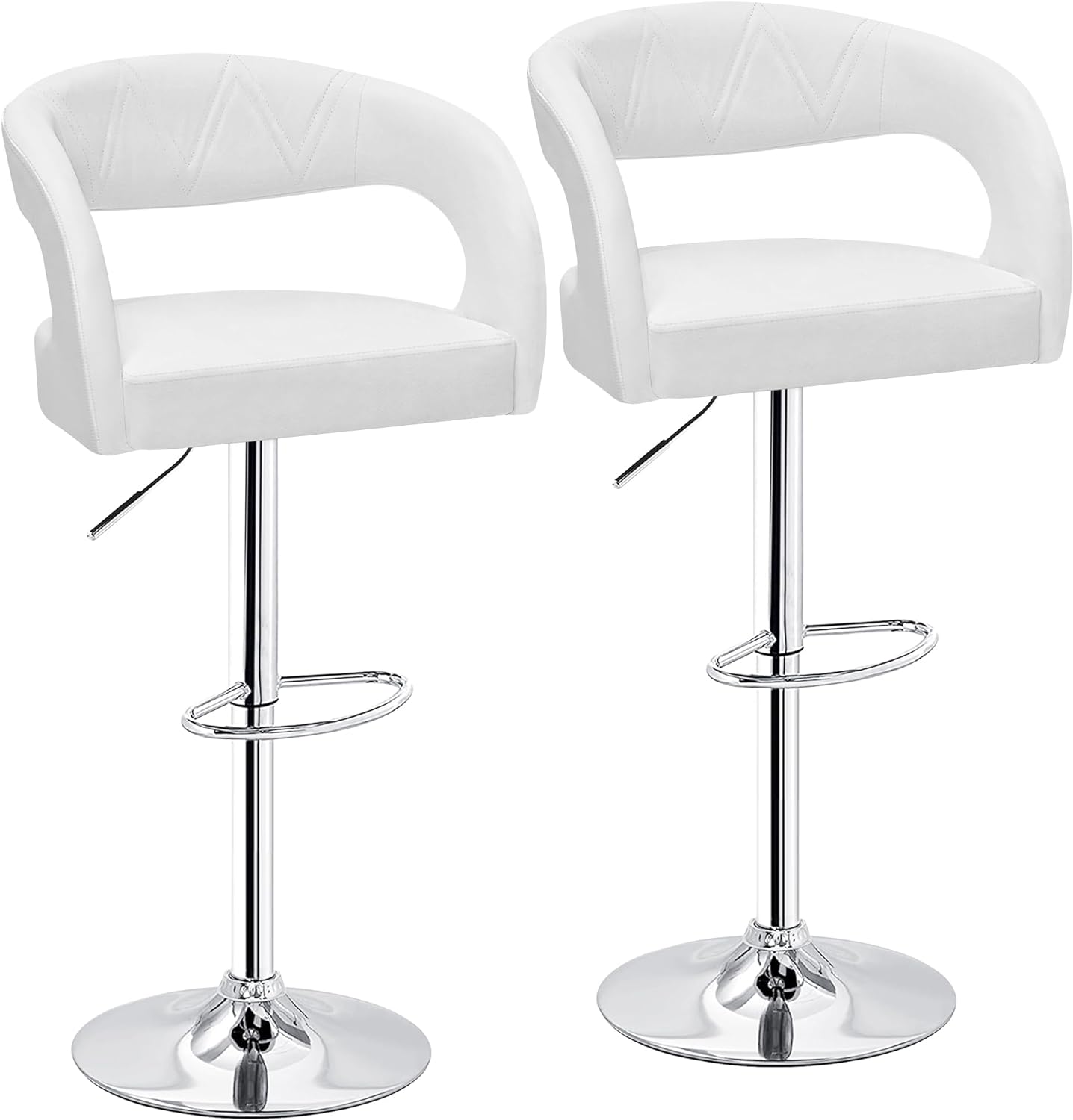 VECELO Bar Stools Set of 2 Adjustable Swivel Modern Pu Leather Barstools - VECELO