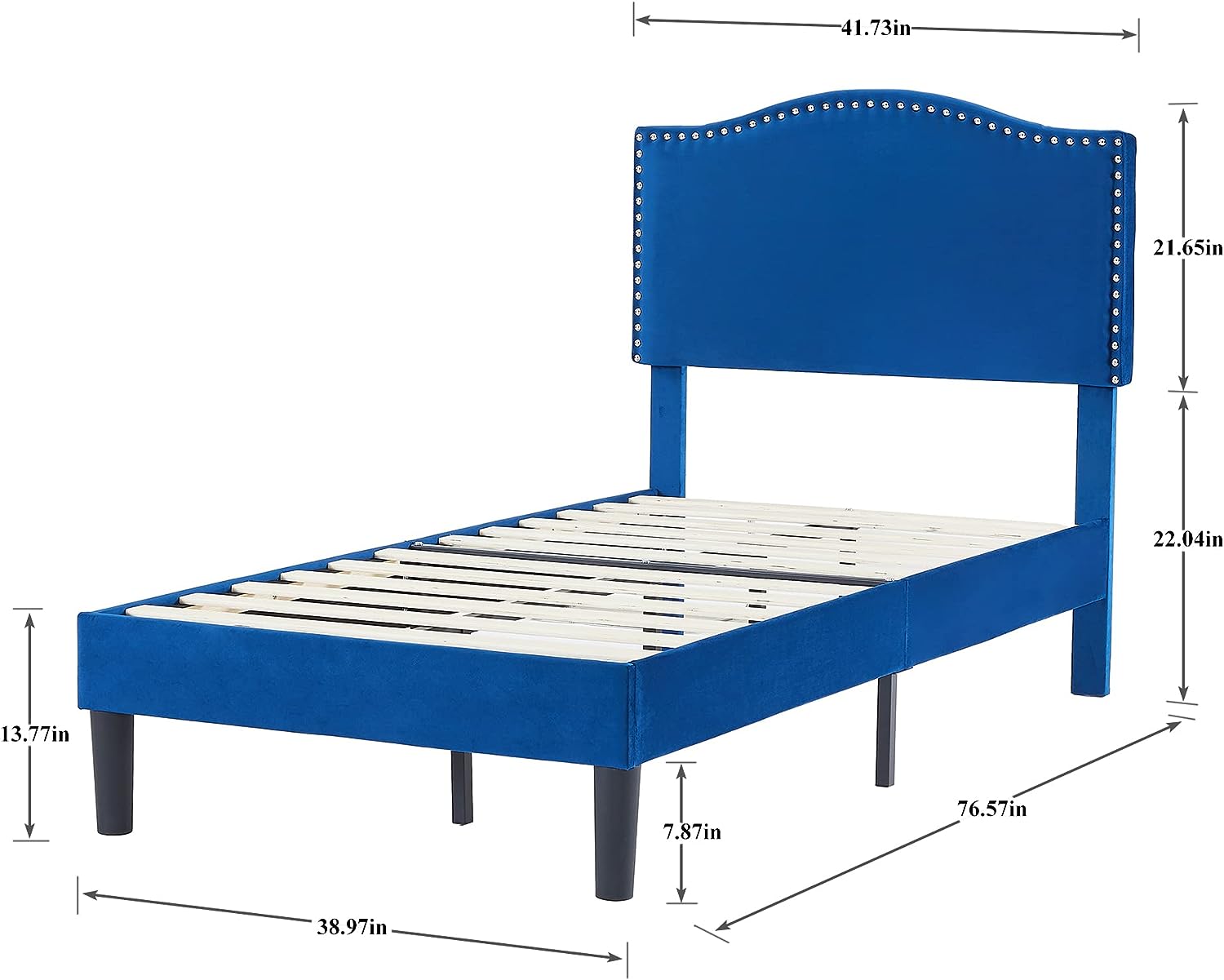 VECELO Bed Frame Platform with Upholstered Headboard & Wooden Slats Support - VECELO