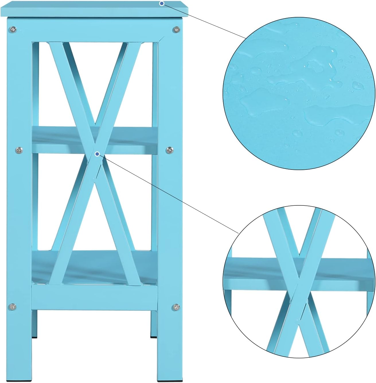 VECELO Modern Nightstand/Side End Table with X-Design Frame & 2-Tiers Open Storage Shelf for Bedroom/Living Room