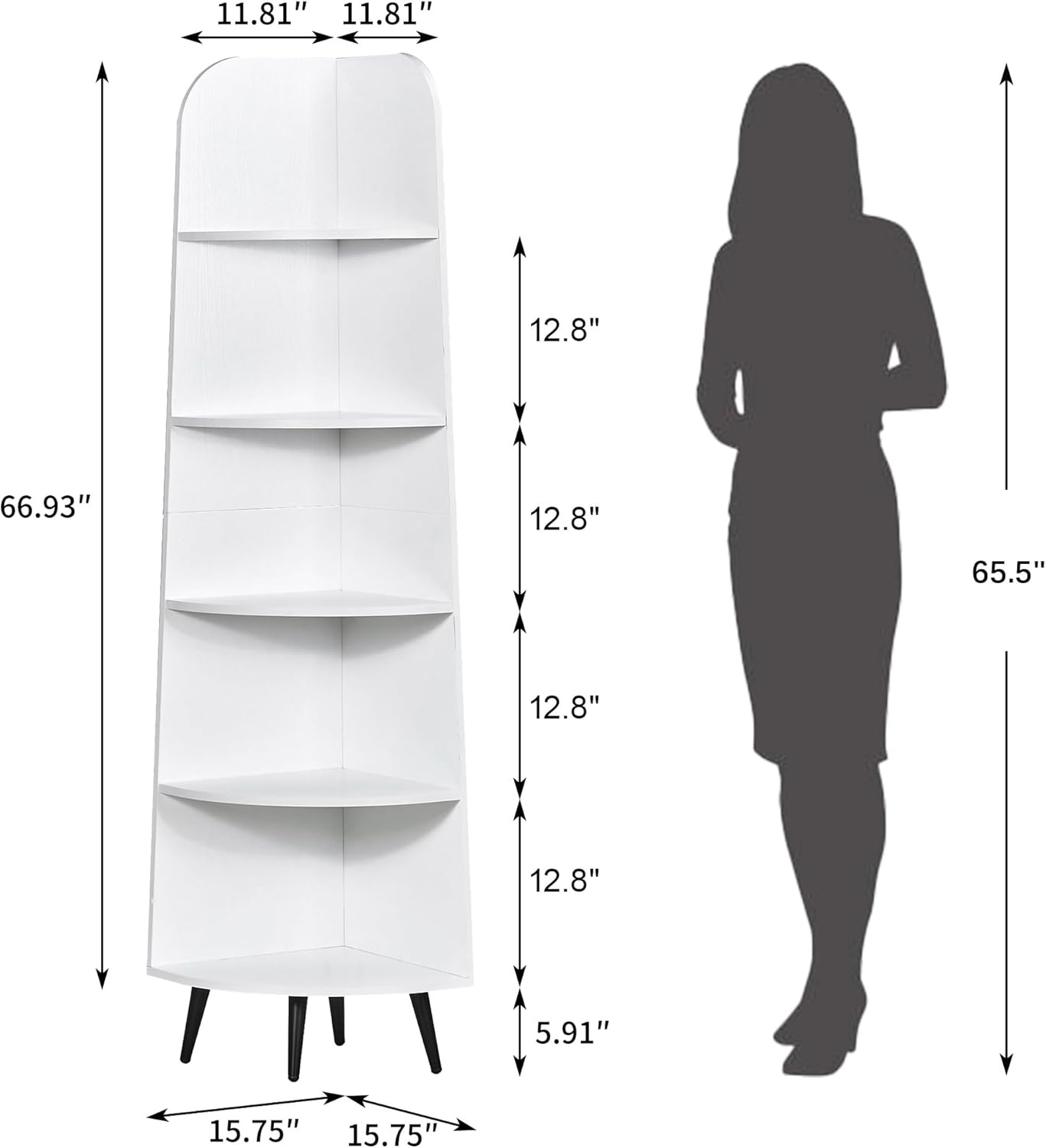 VECELO Large Corner Shelf - 66.93" Tall 5-Tier Organizer