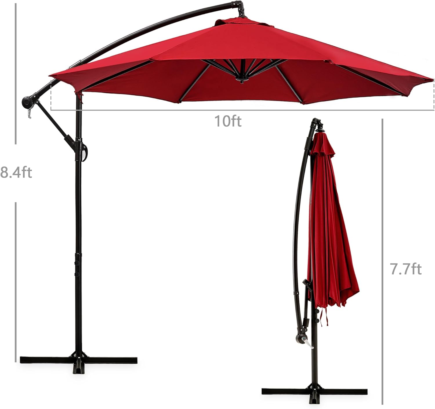 VECELO 10ft Offset Patio Umbrella with UV Protection Waterproof for Outdoor - VECELO