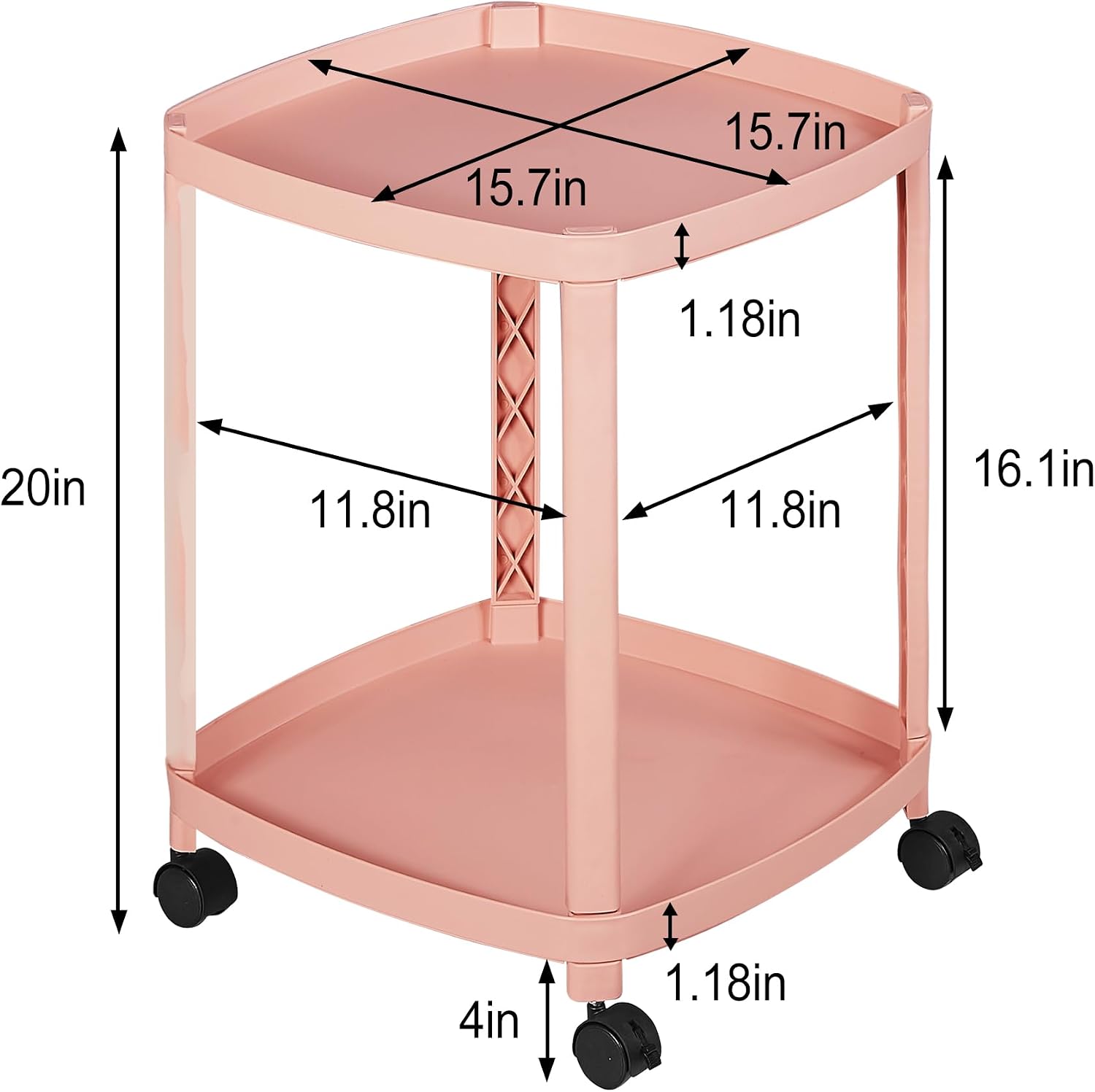 VECELO Rolling End Side Table with Lockable Wheels
