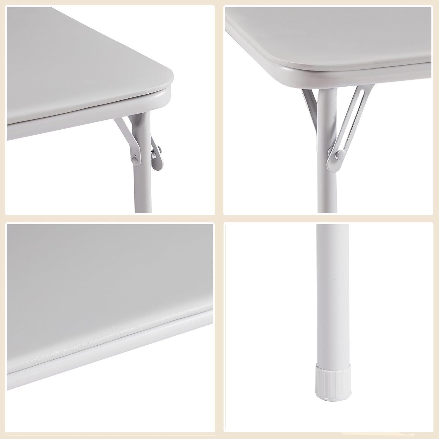 VECELO Portable Folding Card Table Square and Chair Sets with Collapsible Legs & Vinyl Upholstery (5 PCS)