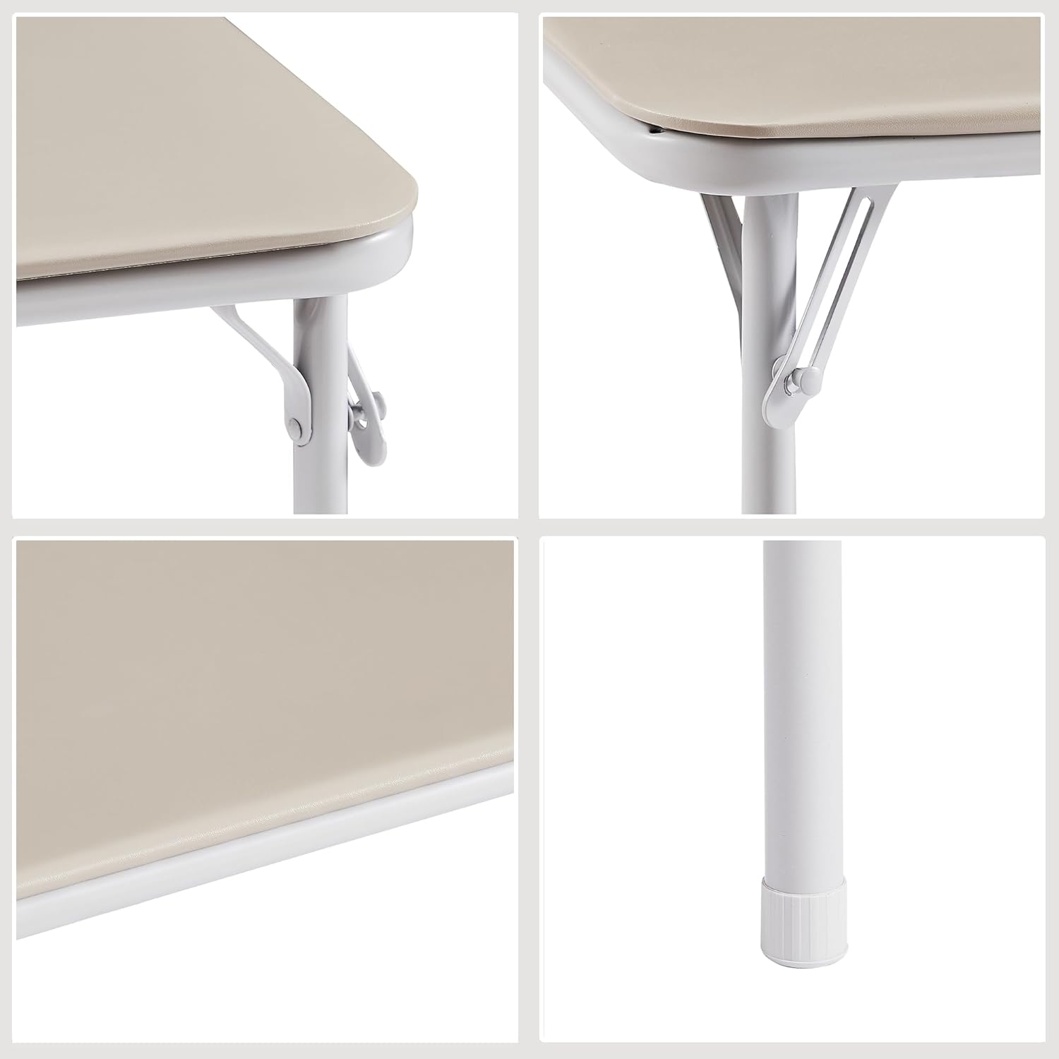 VECELO Portable Folding Card Table Square and Chair Sets with Collapsible Legs & Vinyl Upholstery (5 PCS)