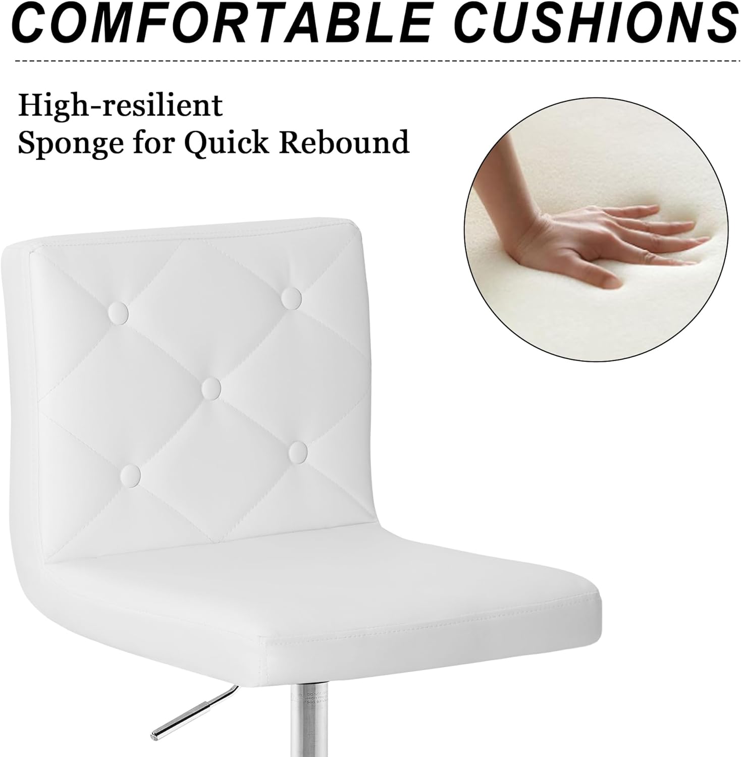 VECELO PU Leather Mid-Back Armless Desk Chair Adjustable Height 360° Rolling Swivel