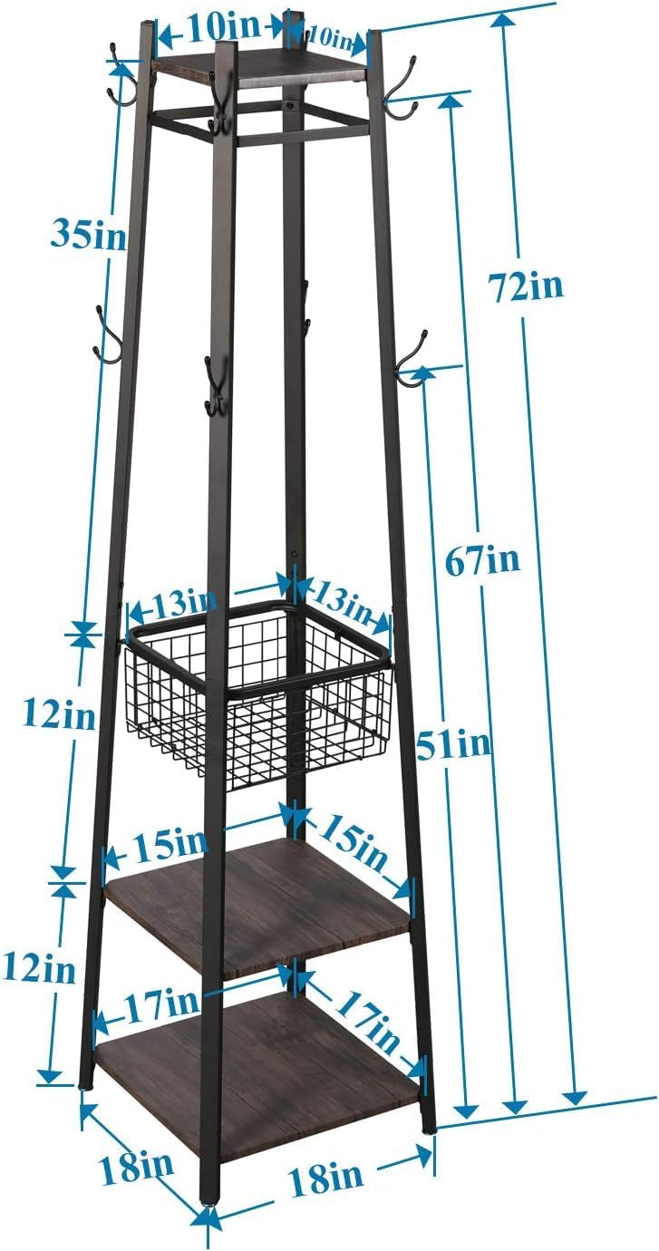VECELO Coat Rack Freestanding Hall Tree - VECELO