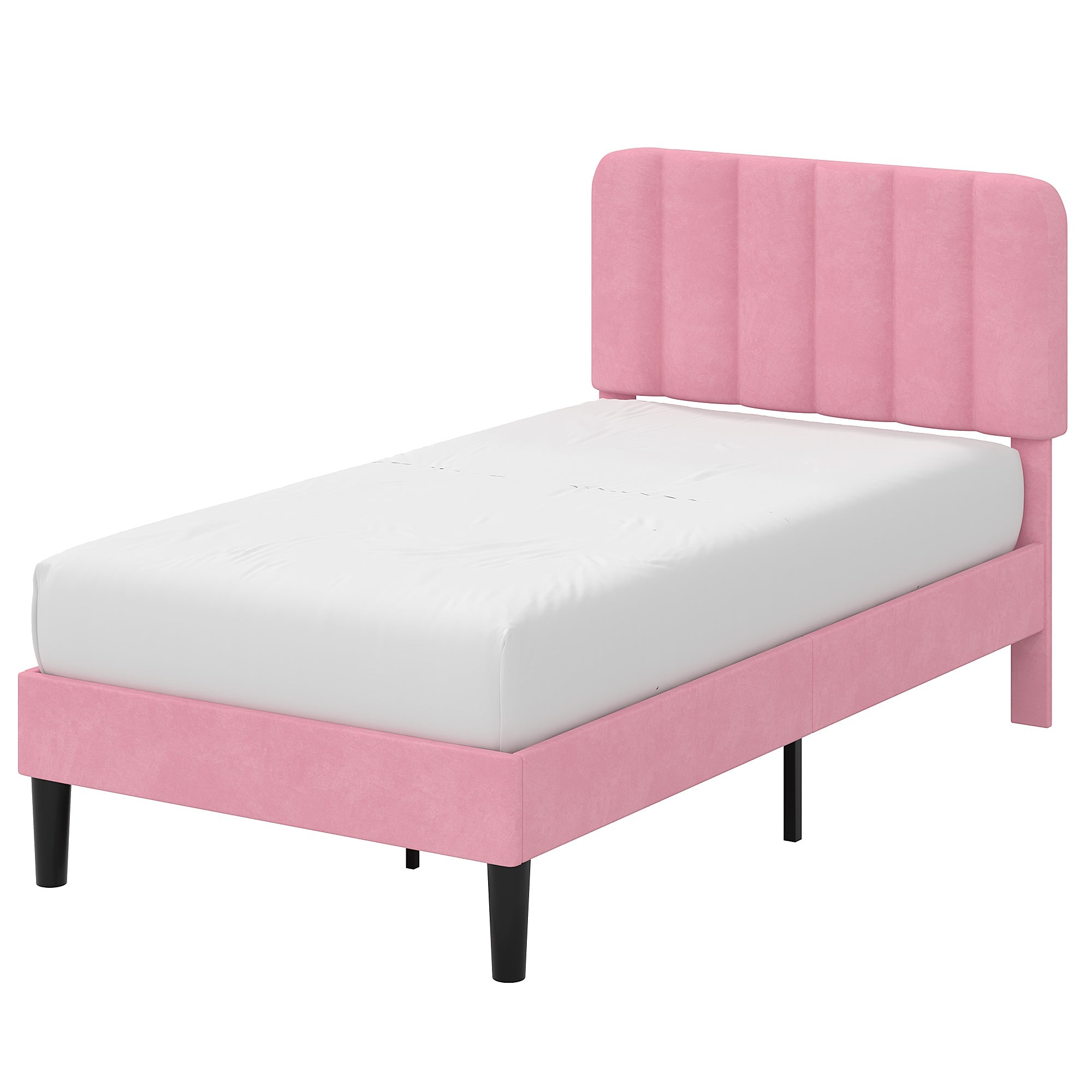 VECELO Upholstered Platform bedframe with Adjustable Headboard