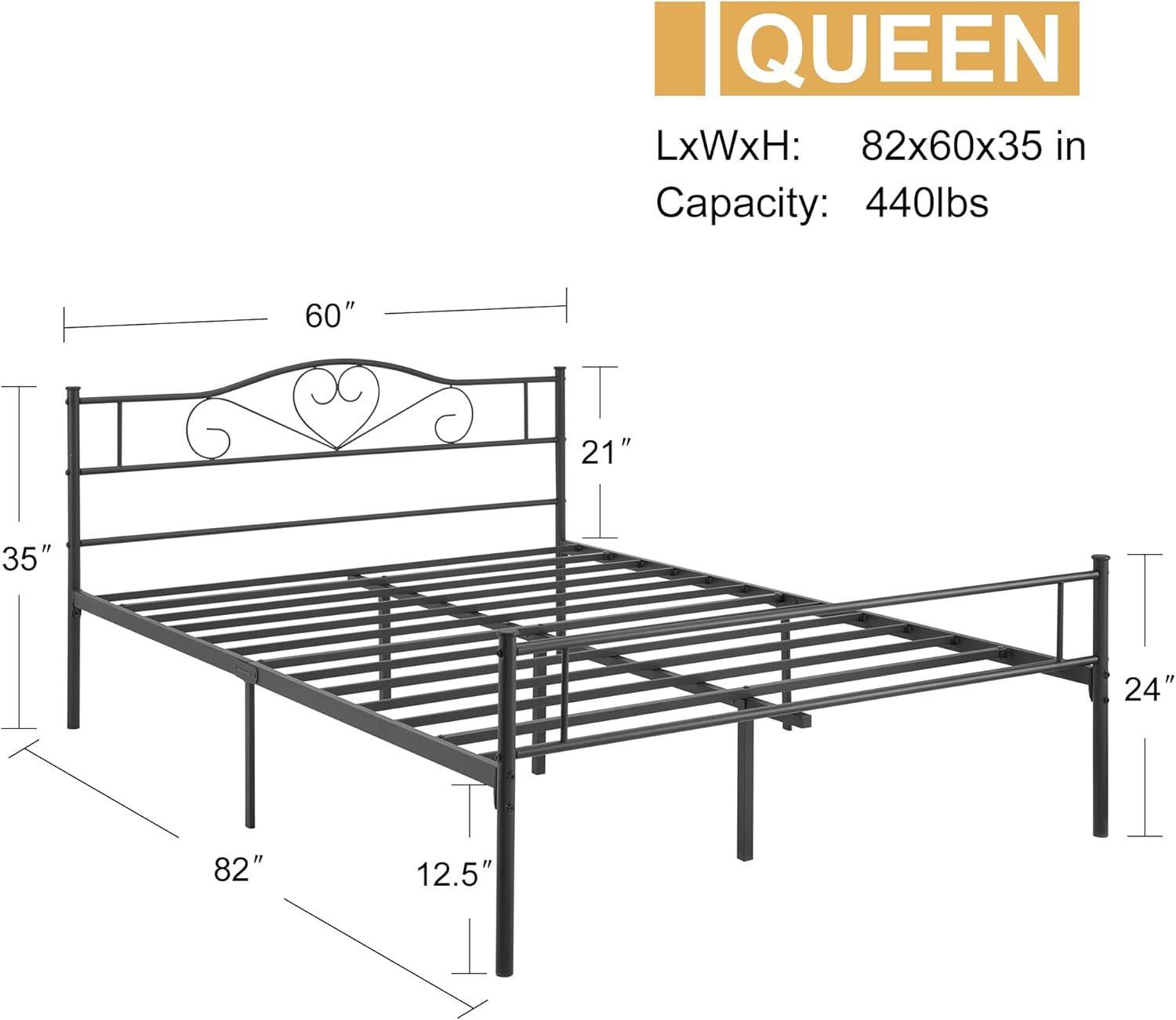 VECELO Metal Platform Bed Frame Mattress Foundation Decorative Headboard & Footboard