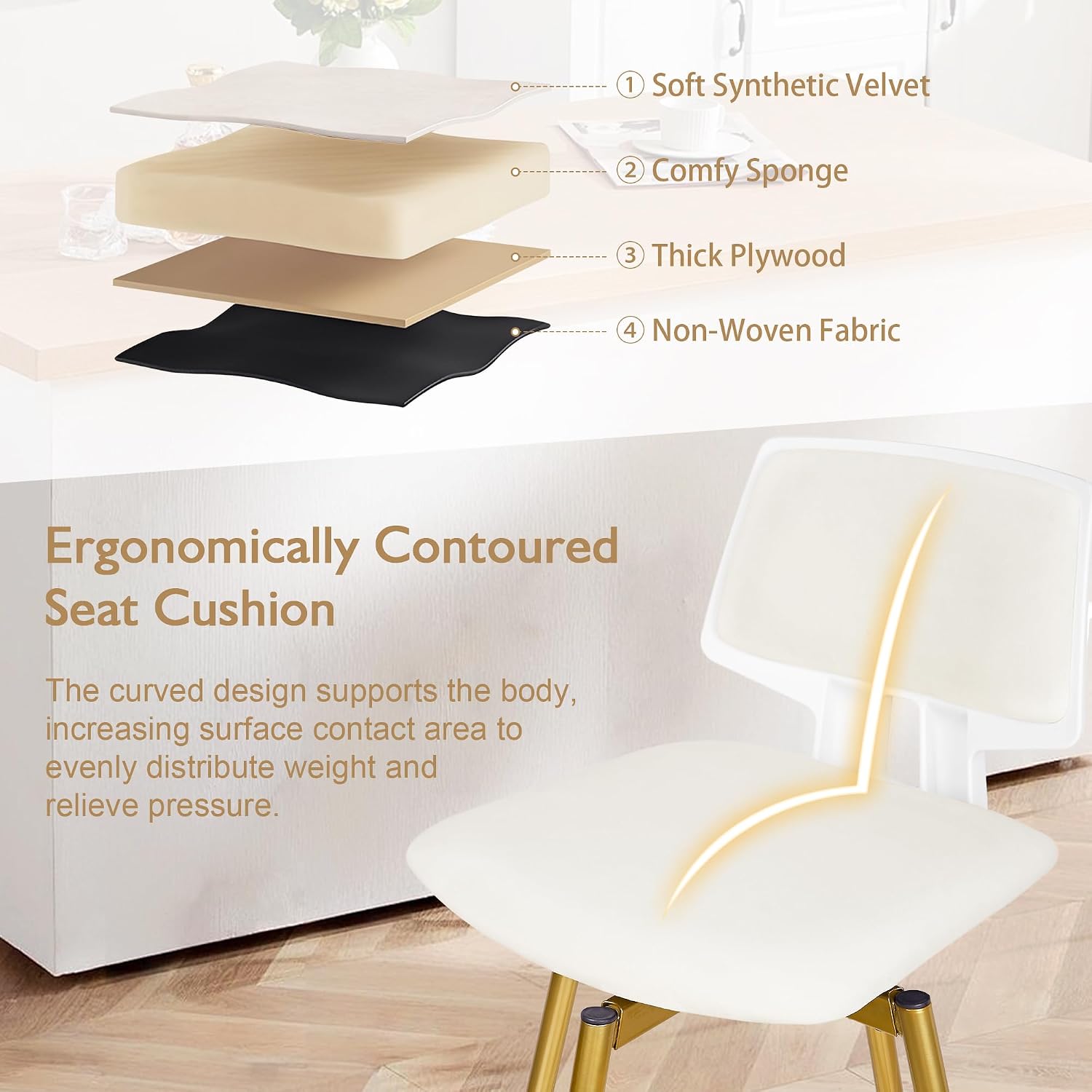 VECELO Swivel Upholstered Bar Stools Set of 2
