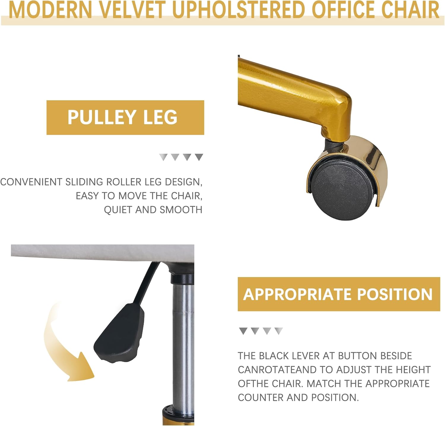 VECELO Velvet Accent Chair,Vanity Chair with Gold Base Embrased Backrest