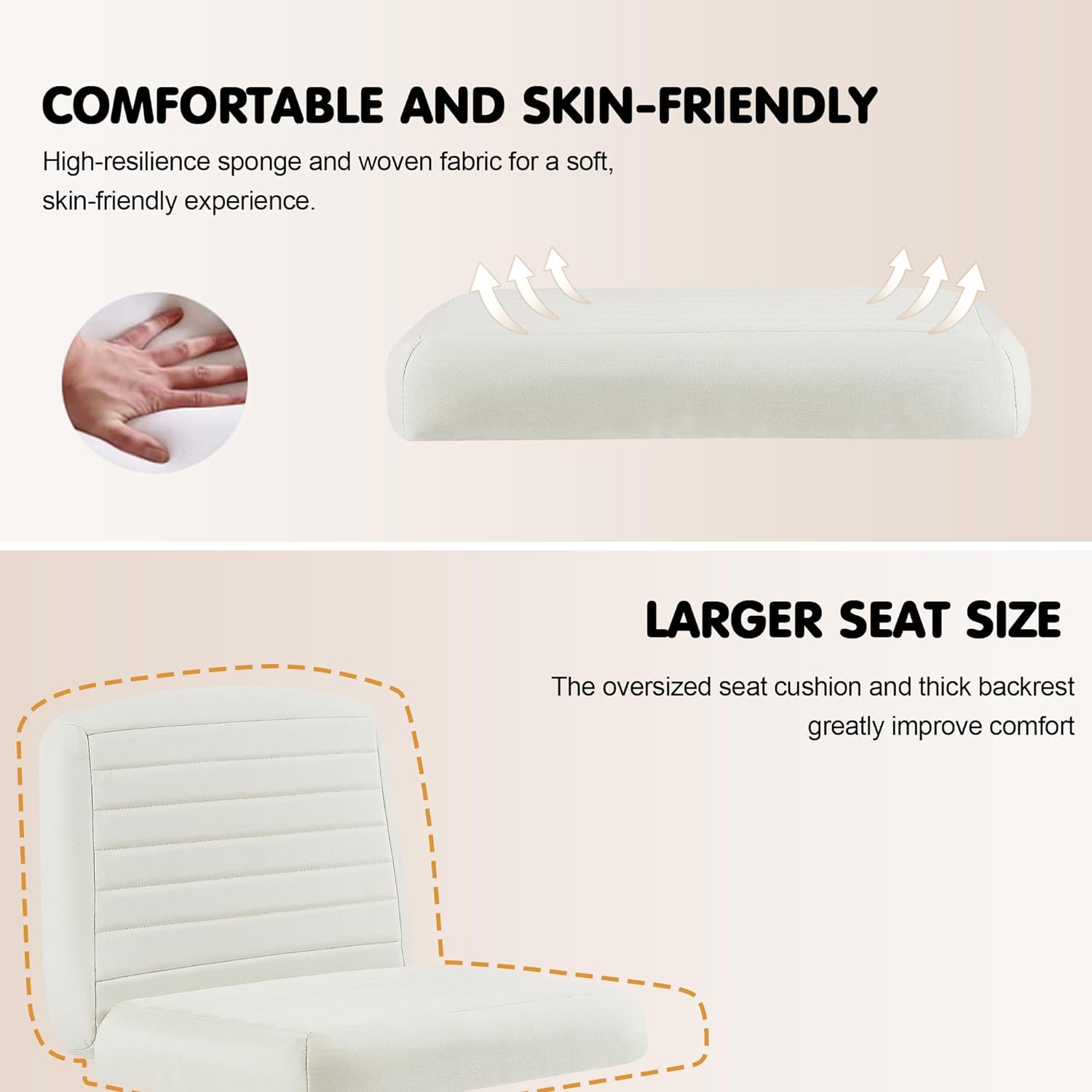 VECELO Armless Office Chair No Wheels Fabric Padded Cross Legged - VECELO