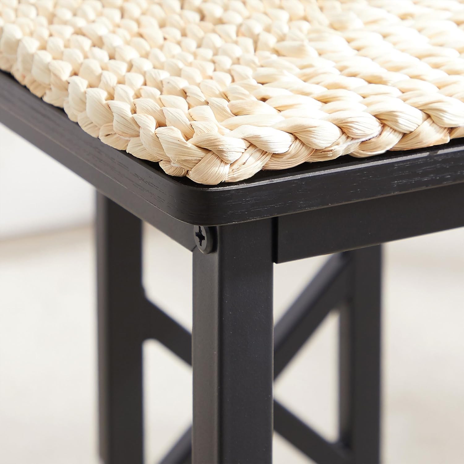 VECELO 43.3" Farmhouse Room Sets for 4 with 3 Benches Wicker-Knot Cushions - VECELO