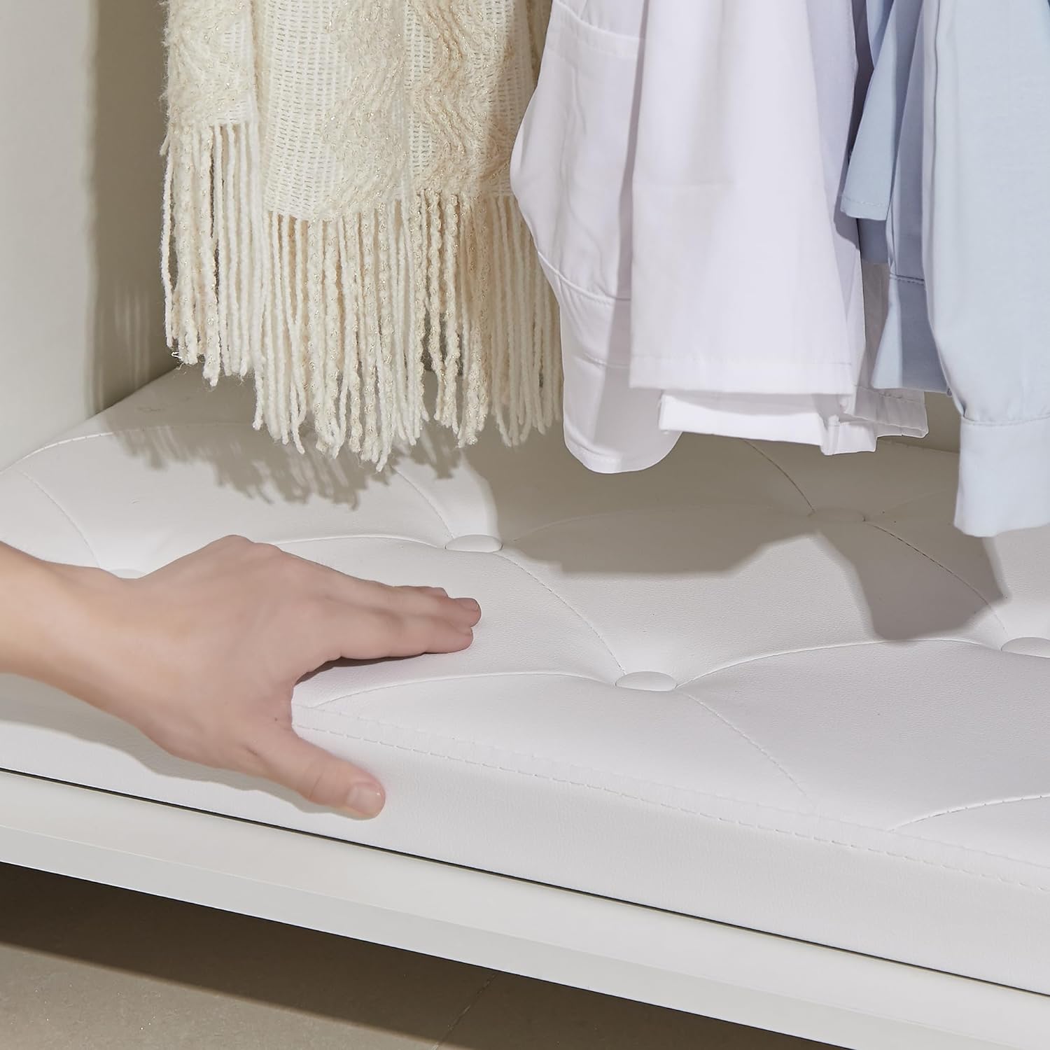 VECELO Storage Ottoman Bench End of Bed 43'' Footstool Footrest Stool Shoestool