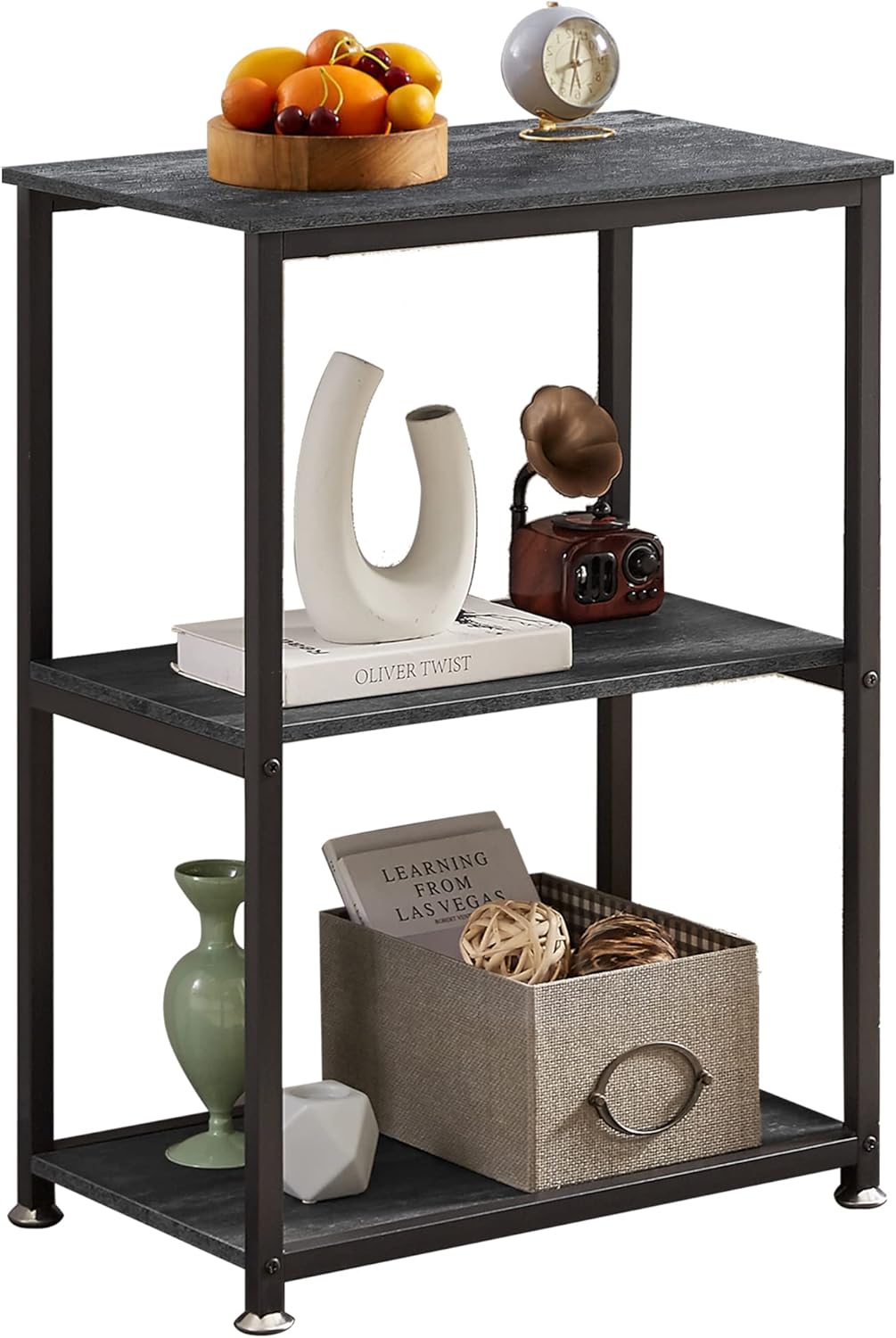 VECELO End Side Table 3-Layer Narrow Night Stand/Entryway/Hallway Console Table for Living Room/Bedroom