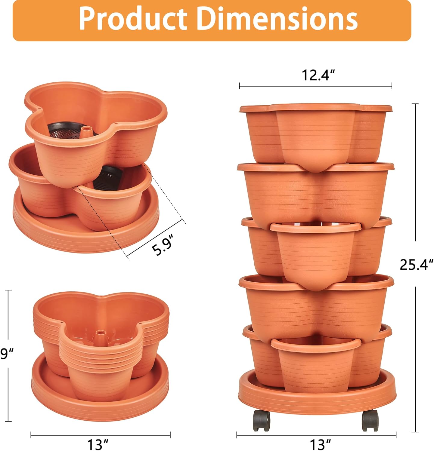 VECELO 5 Tier Vertical Garden Planter