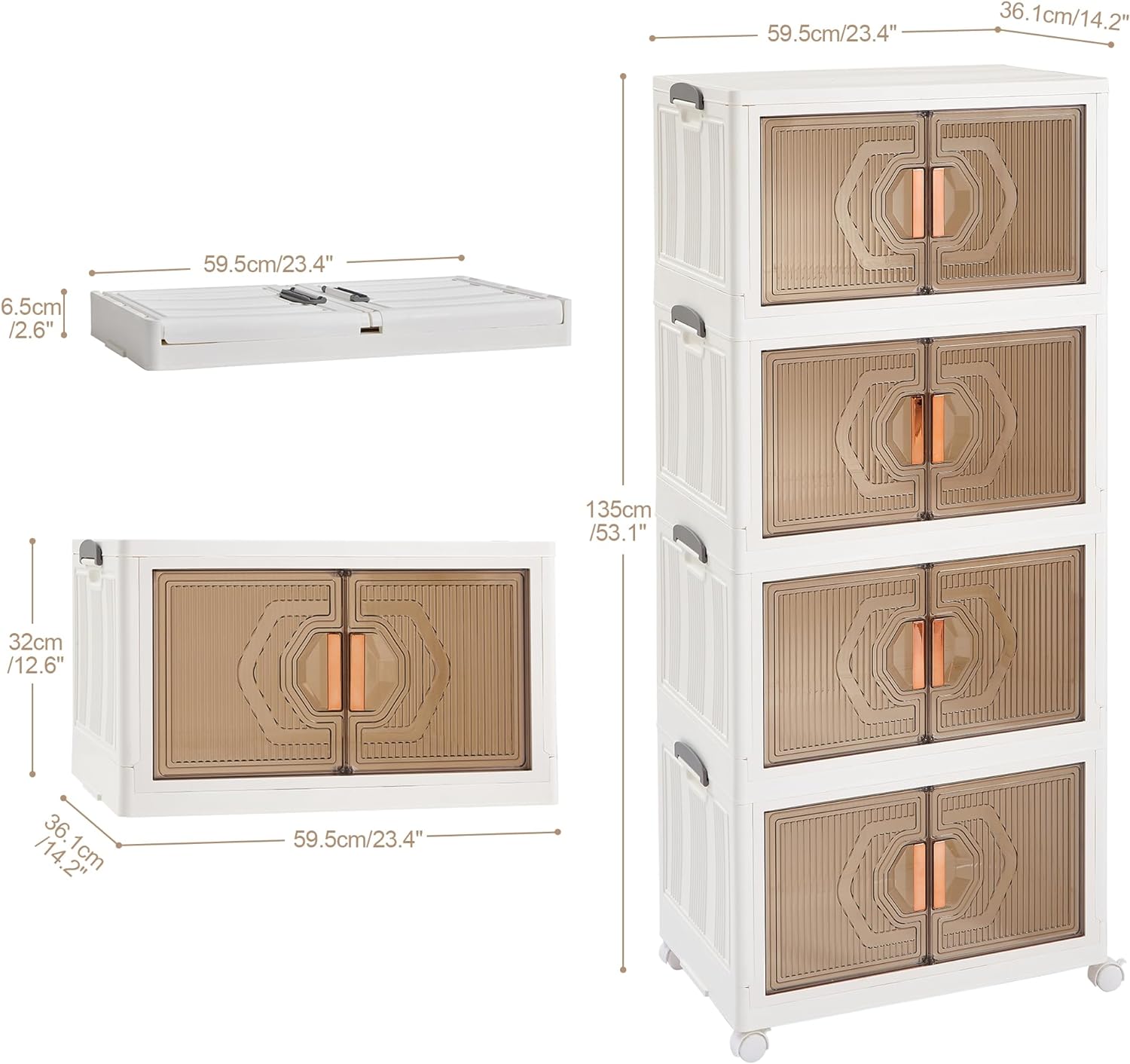 VECELO 4 Pack Plastic Foldable Stackable Storage Bins - VECELO