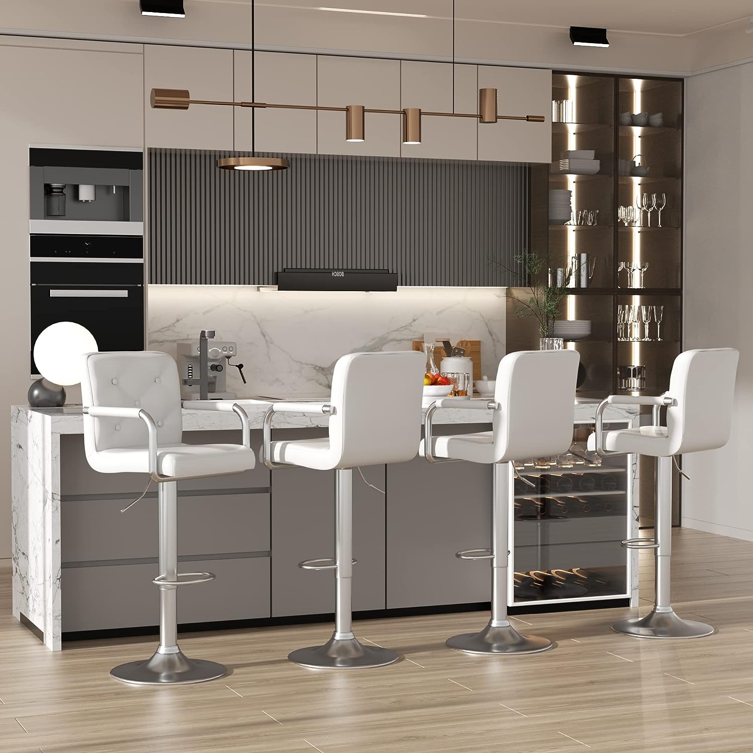 VECELO Adjustable Counter Height Bar Stools Set of 2 - VECELO