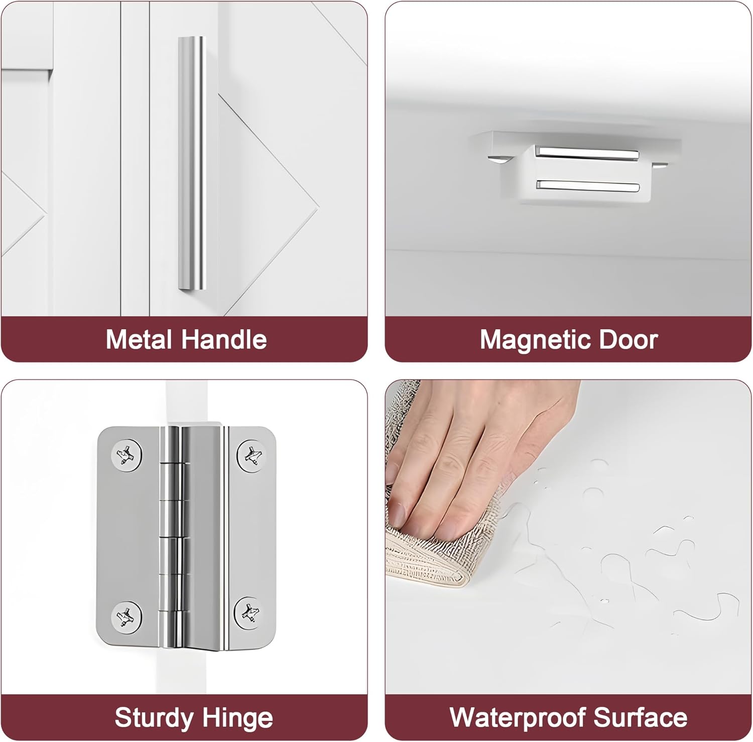 VECELO Bathroom Floor Cabinet with Drawers - VECELO