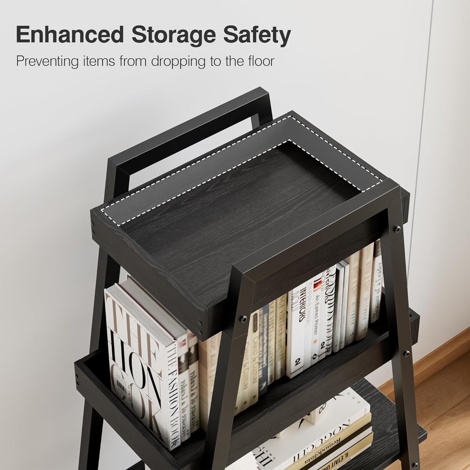 VECELO Ladder Shelf/Display Shelf 4 Tier Storage Bookcase Rack Wood & Steel