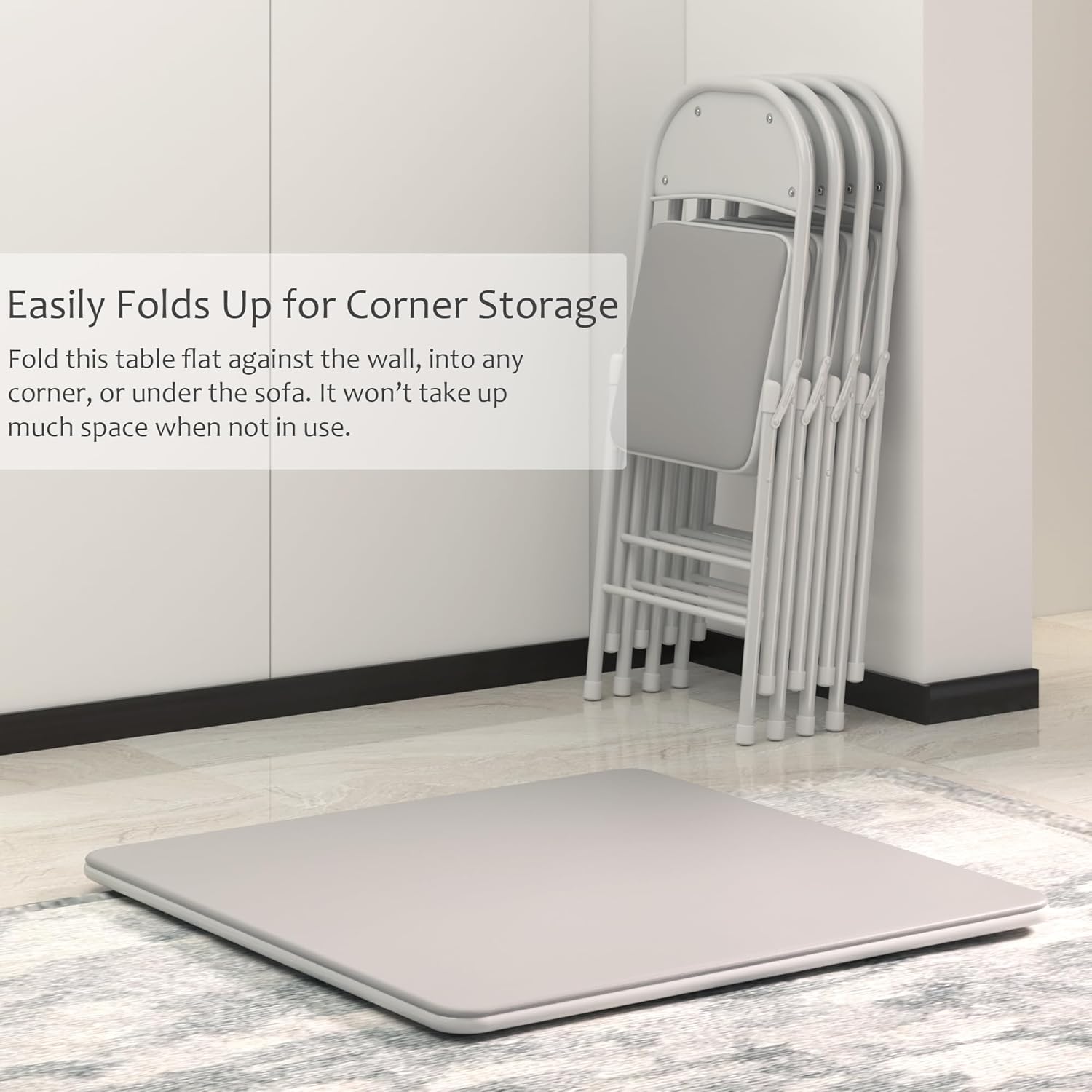 VECELO Portable Folding Card Table Square and Chair Sets with Collapsible Legs & Vinyl Upholstery (5 PCS)