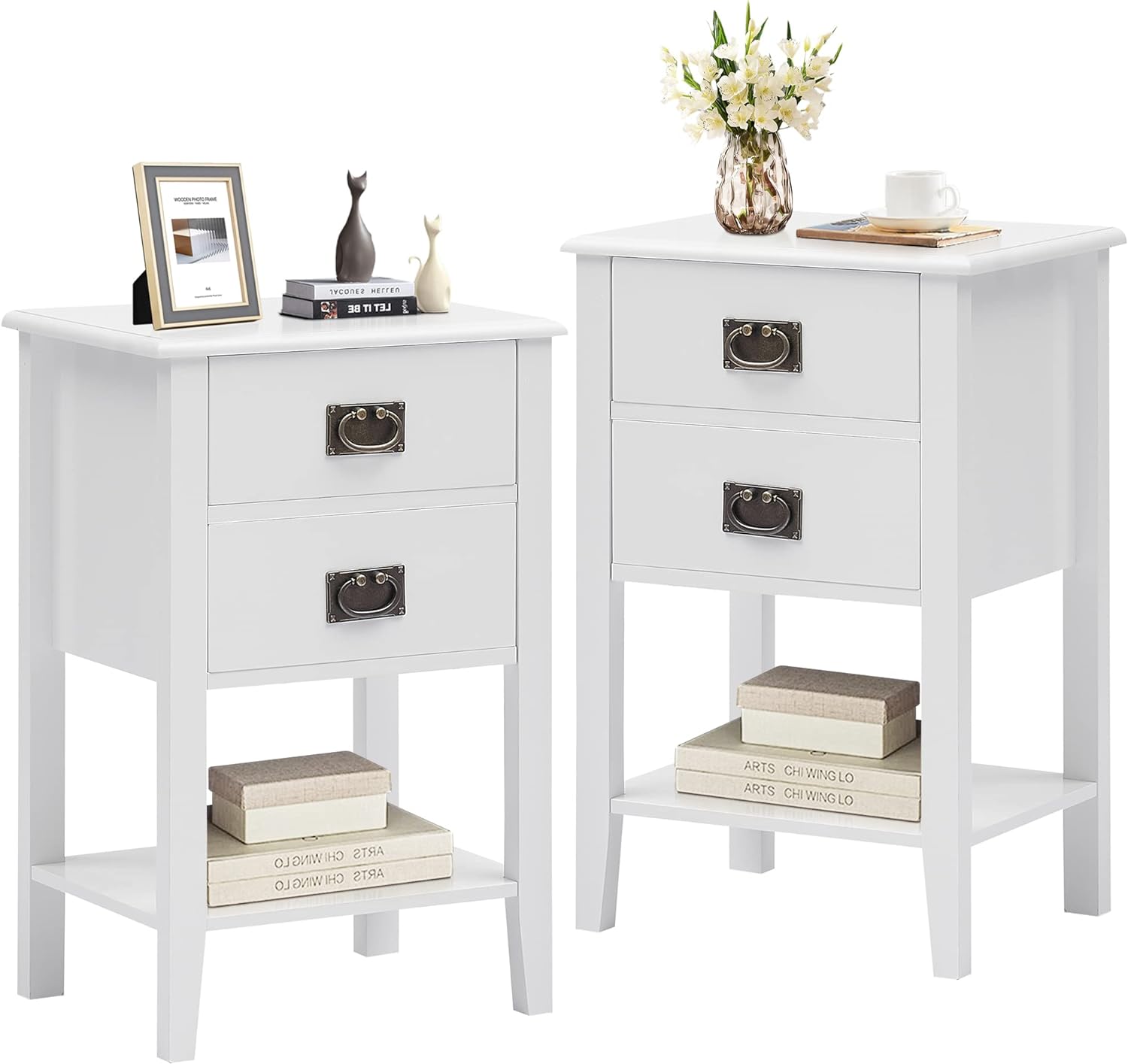 VECELO Modern Nightstands Set of 2, Side End Table with Drawers