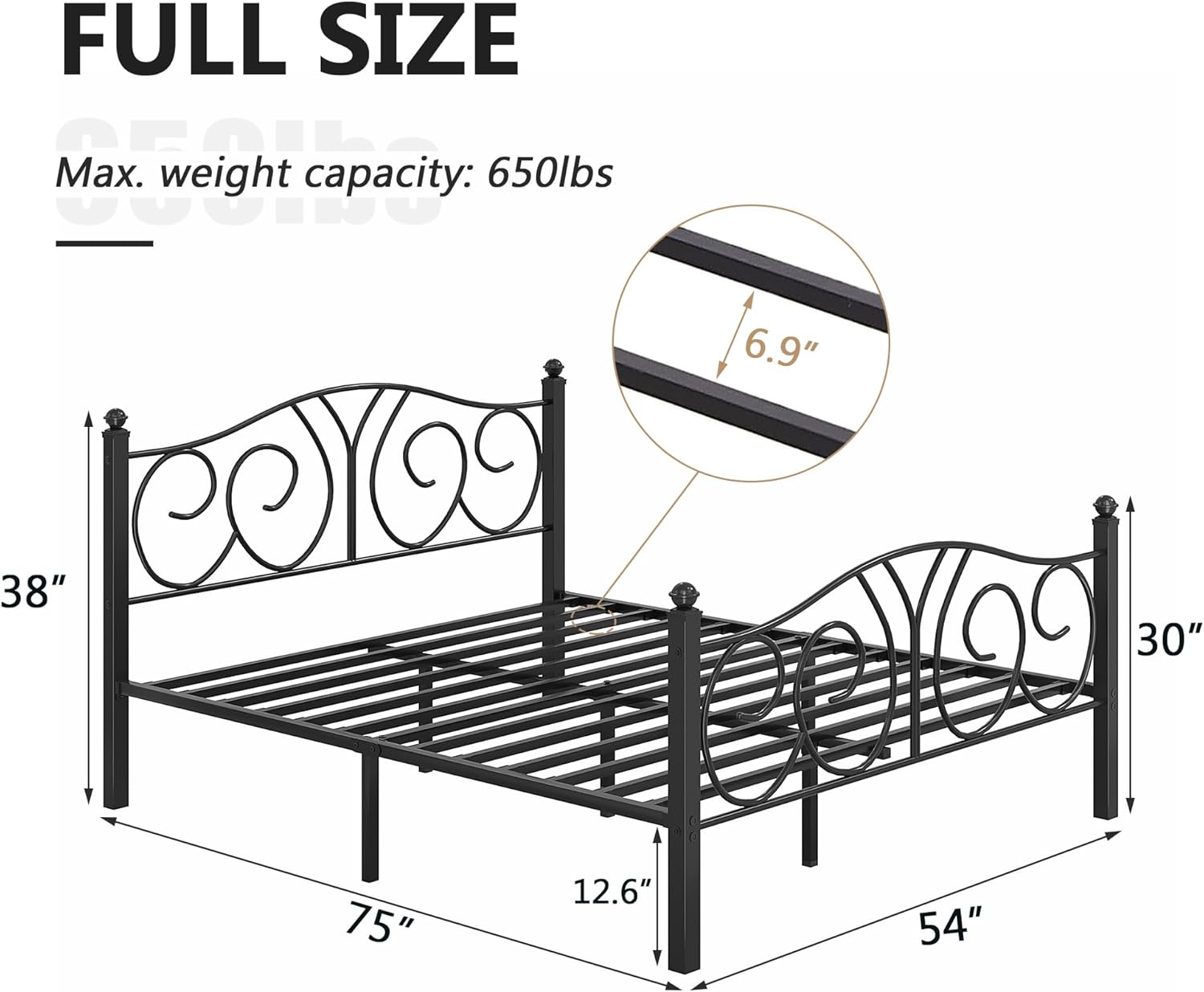 VECELO Metal Platform Bed Frame/Mattress Foundation