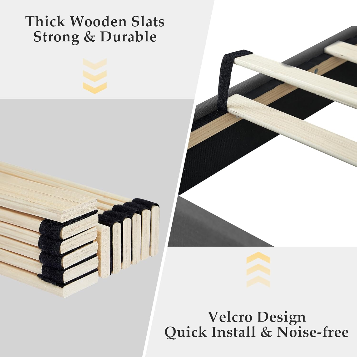 VECELO Upholstered Platform Bed Frame with Height Adjustable Headboard