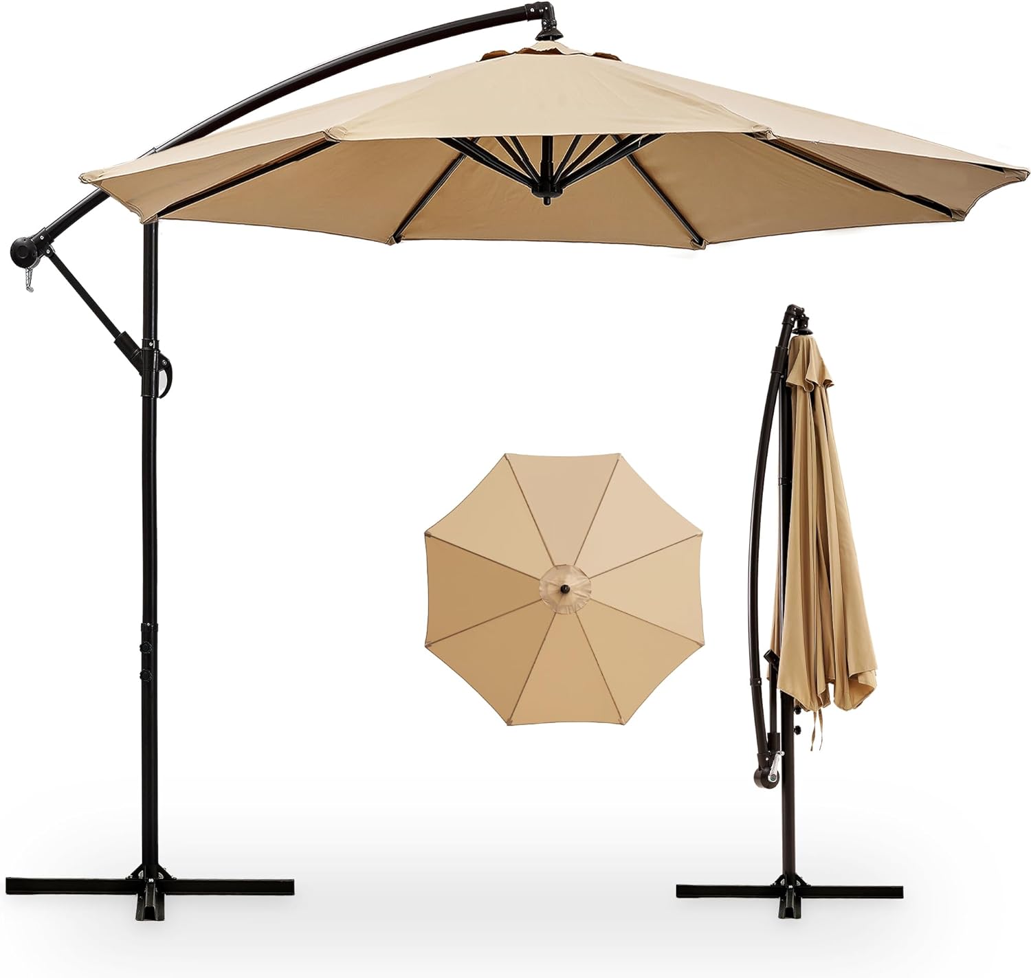 VECELO 10ft Offset Patio Umbrella with UV Protection Waterproof for Outdoor - VECELO