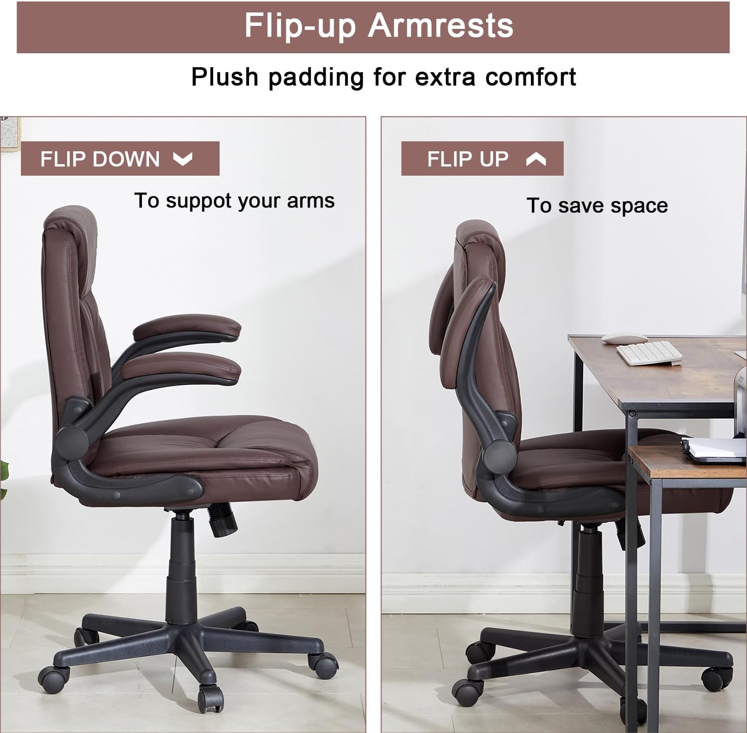 VECELO Executive High-Back PU Leather Computer Desk Chairs