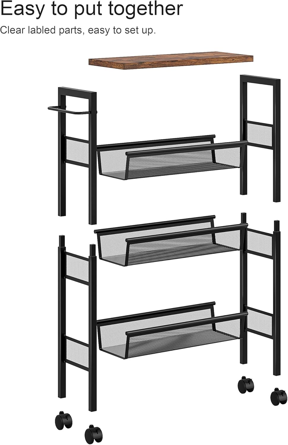 VECELO 4 Tier Slim Rolling Cart Organizer